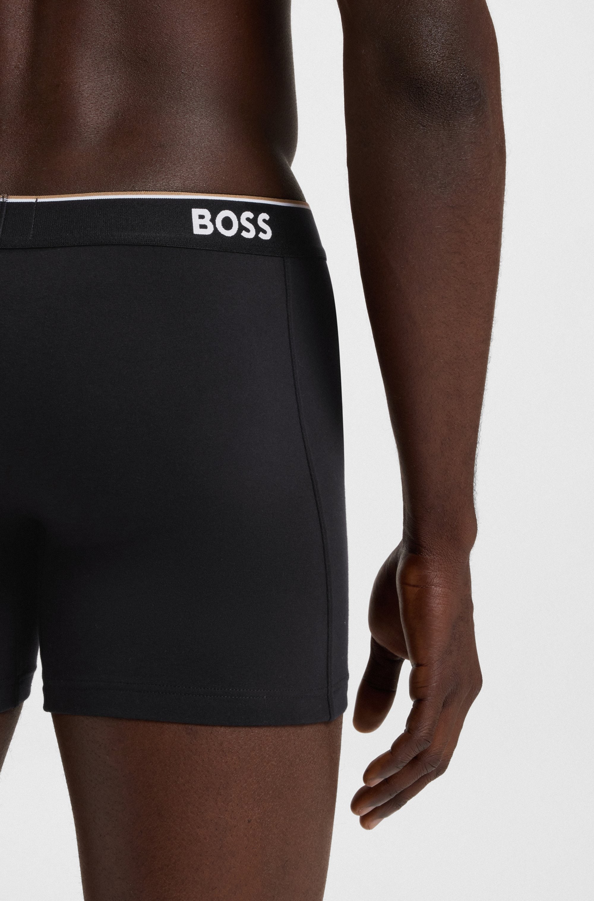 BOSS Langer Boxer »Brief 3 PACK«, mit farblich passendem Webbund