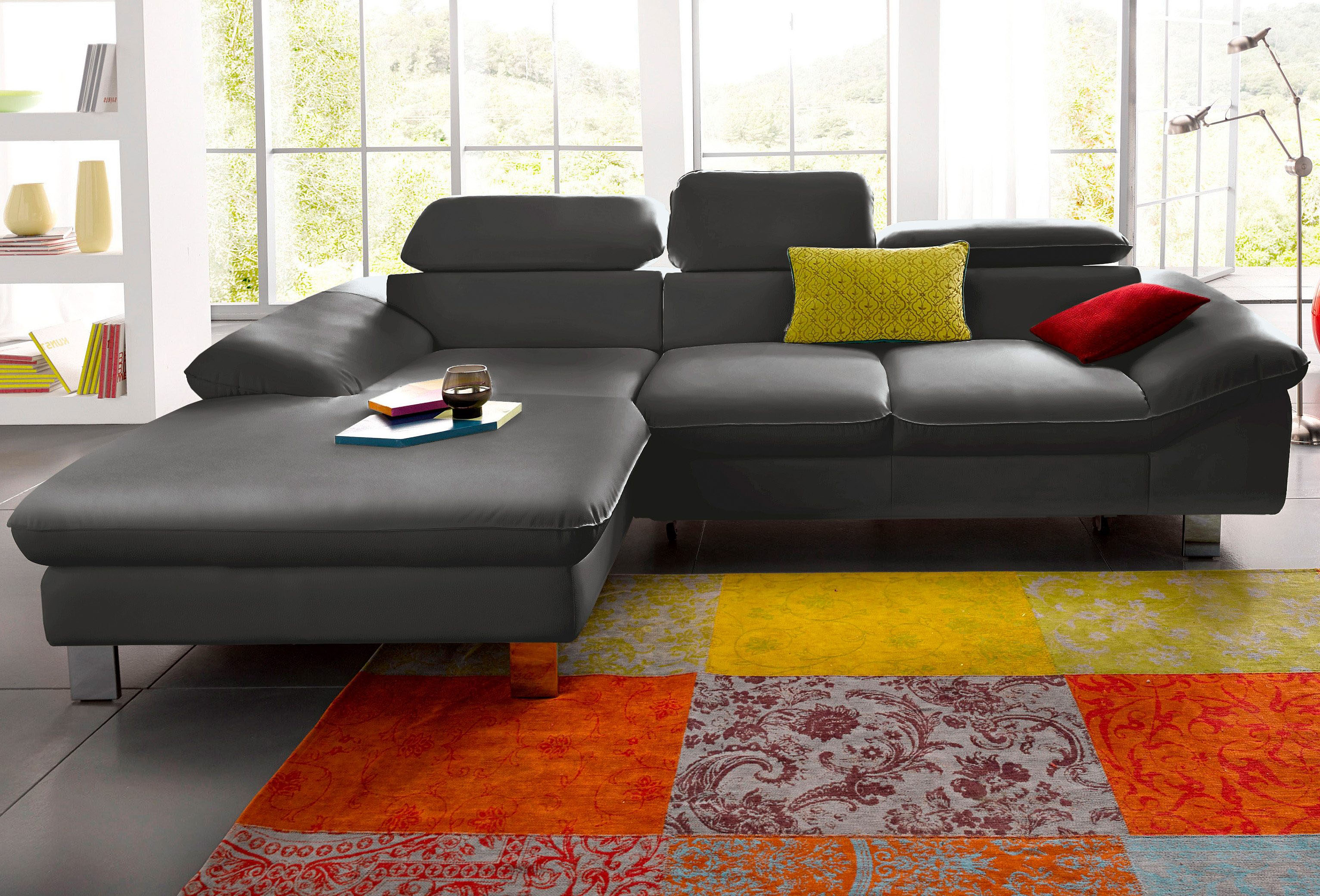COTTA Ecksofa "Driver L-Form, B:268 cm, moderne Couch mit Wellenunterfederung" Kopfteilverstellung, optional Schlaffunktion & Bettkasten