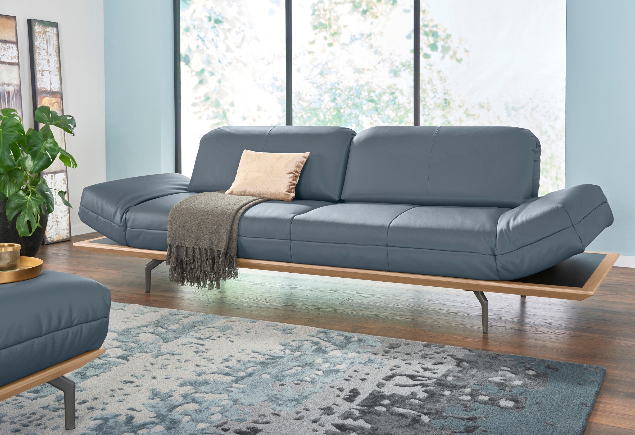 hülsta sofa 4-Sitzer »hs.420«, in 2 Qualitäten, Holzrahmen in Eiche Natur  oder Nußbaum, Breite 252 cm kaufen | BAUR
