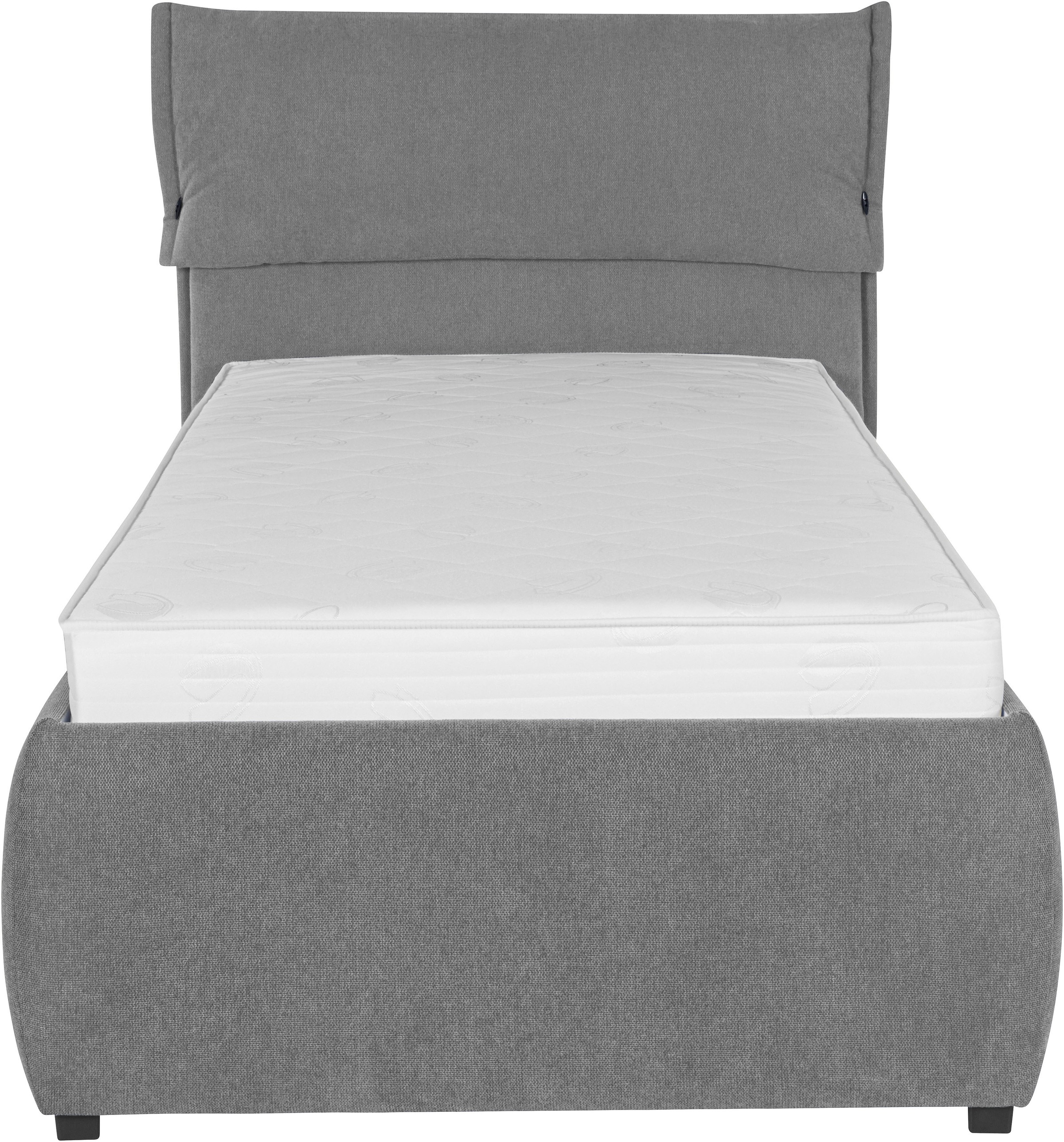 Polsterbett HOME AFFAIRE "Jenson", grau, B:128cm L:225cm, Struktur weich (85% Polyester/15% Nylon), Betten, Polsterbett, als Bettgestell oder mit 3 Matratzenarten und Härtegraden 6