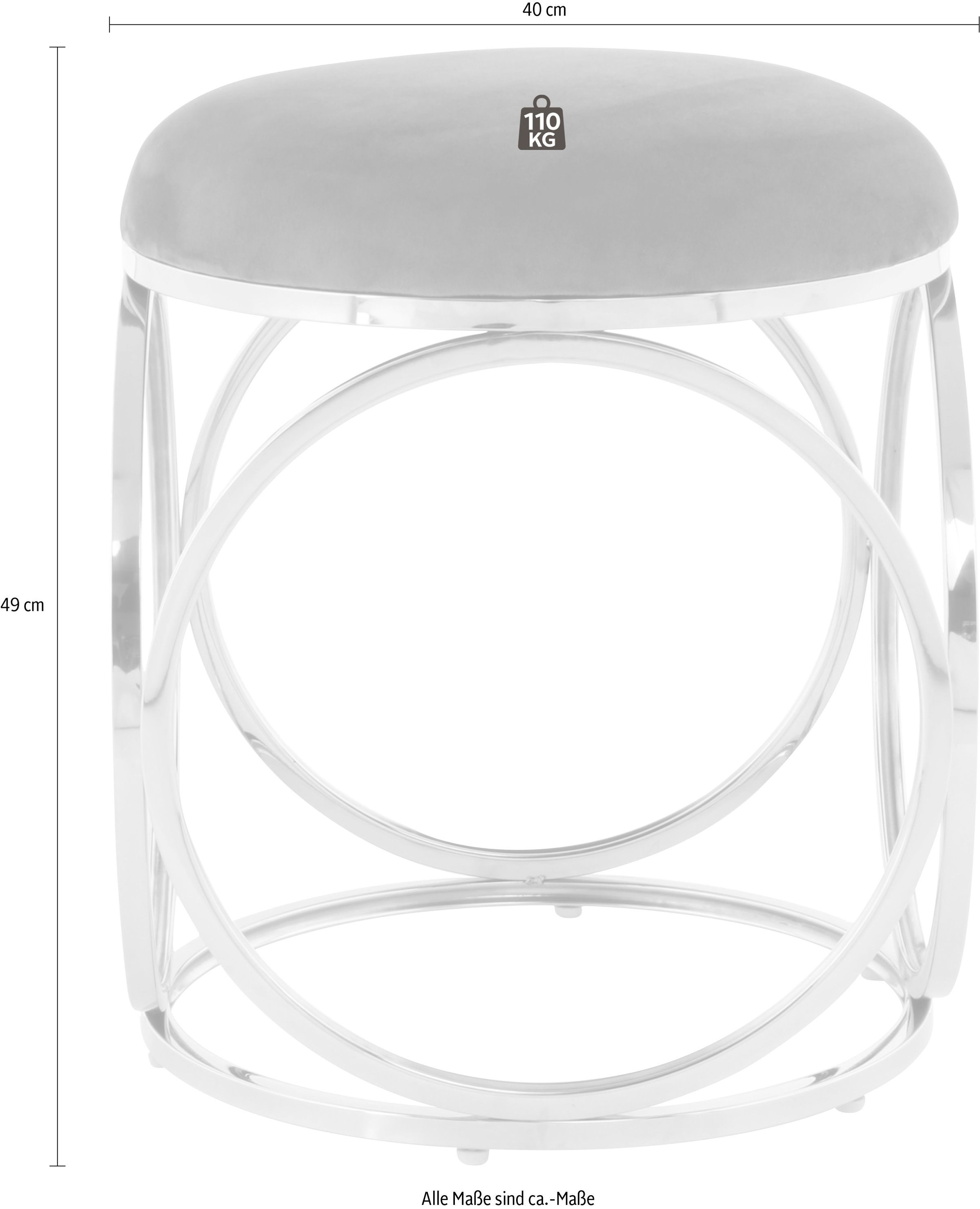 Kayoom Sitzhocker »Hocker Whitney 325,Hocker mit offenem Design, Gestell aus Metall«, (1 St.), glamourös, hochwertig, pflegeleicht, rundes Sitzkissen