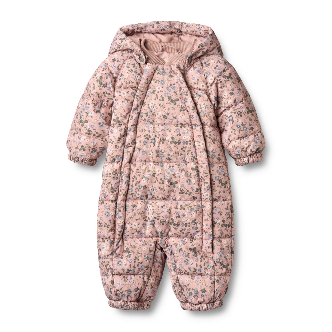 WHEAT Mädchen Schneeoverall "Puffer baby Suit Edem", Gr. 62rose powder flowers, Web, Obermaterial: 100% Polyester, bedruckt, geblümt, Overalls,