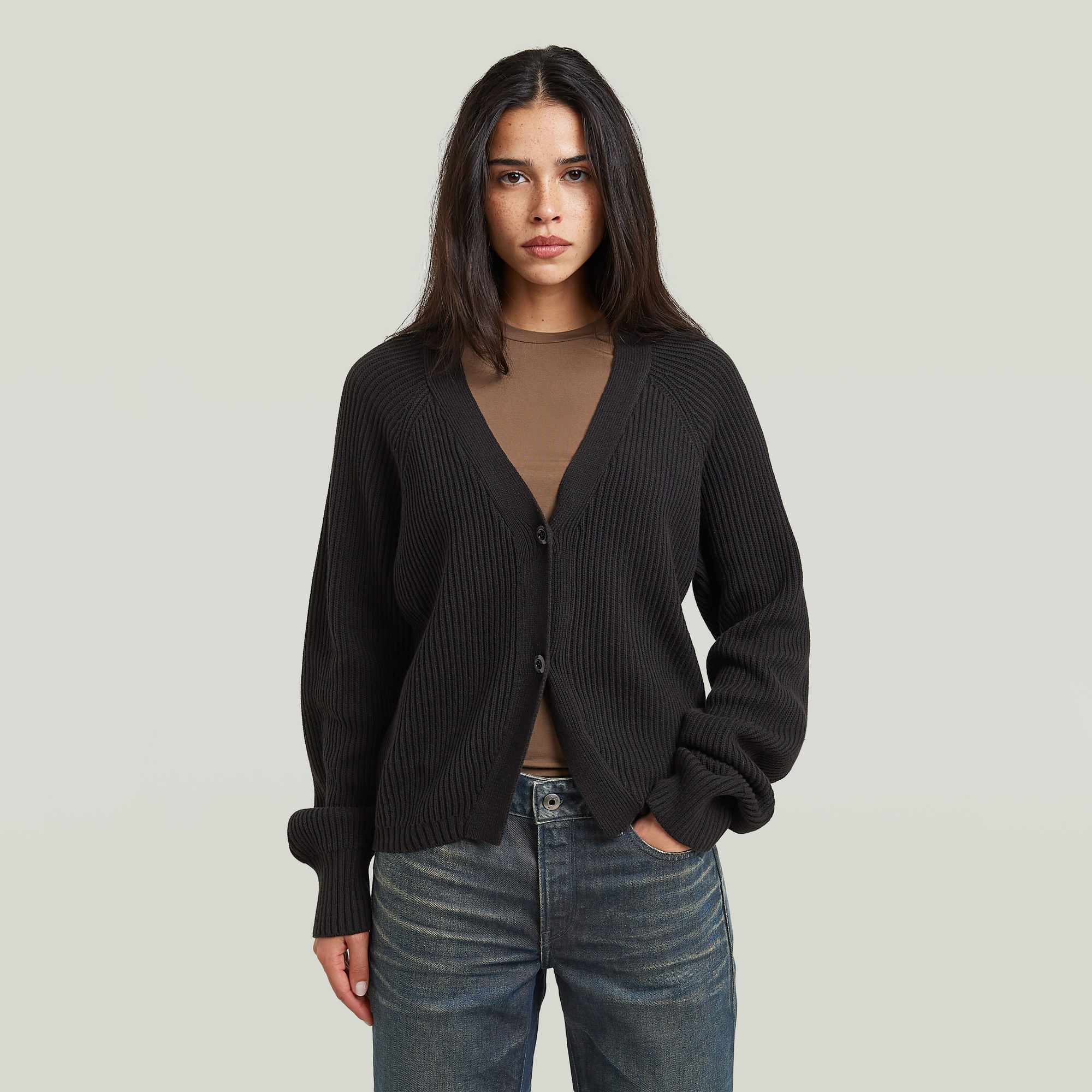 G-STAR Cardigan "Unit Cardi wmn" mit V-Ausschnitt, Baumwollmix