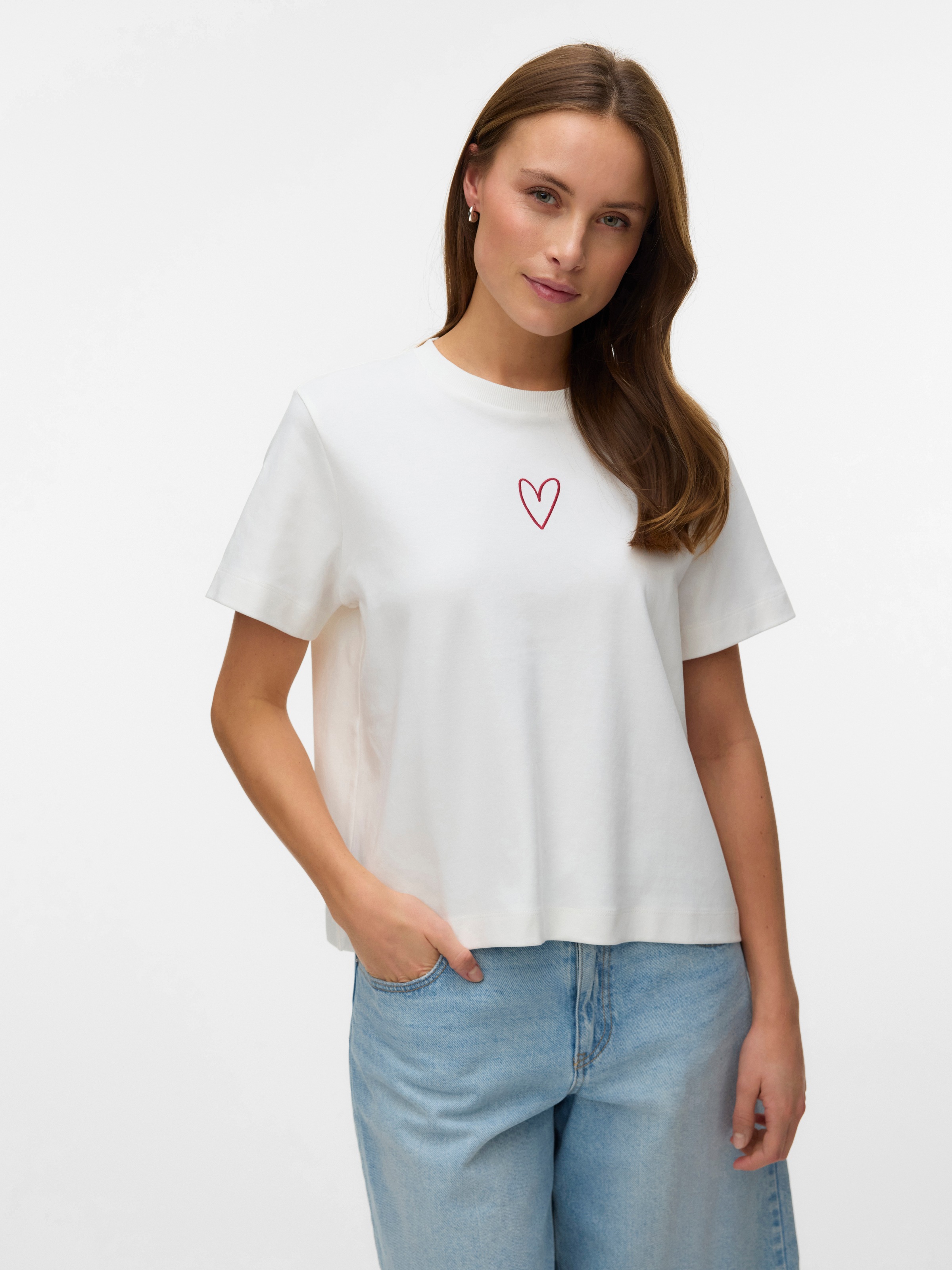 Vero Moda Kurzarmshirt "VMSARA METTE SS TOP BOX JRS GA NOOS" Baumwolle, reg günstig online kaufen