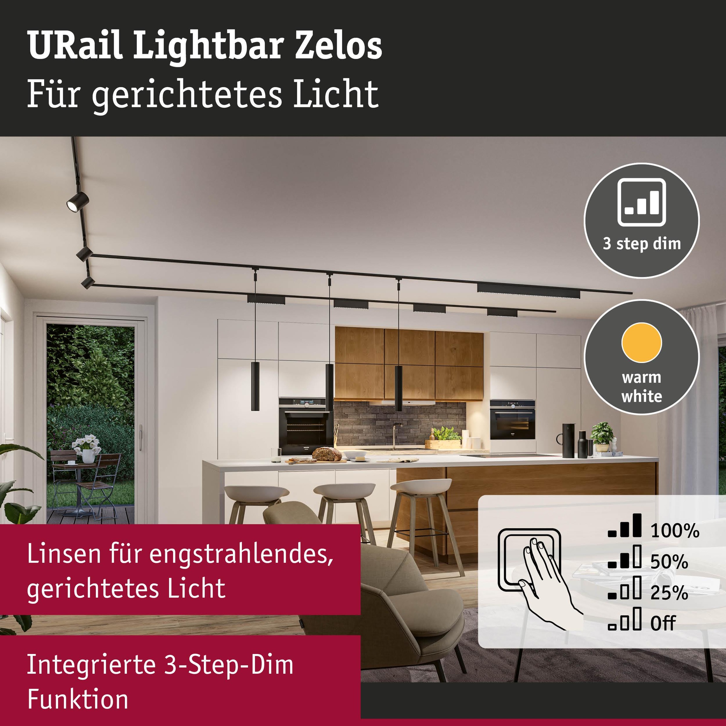 Paulmann Schienensystem-Leuchten »Zelos 1050lm 10W 3000K dimmbar 230V« LED-Modul 1 Stk. Warmweiß 3-Step-Dim