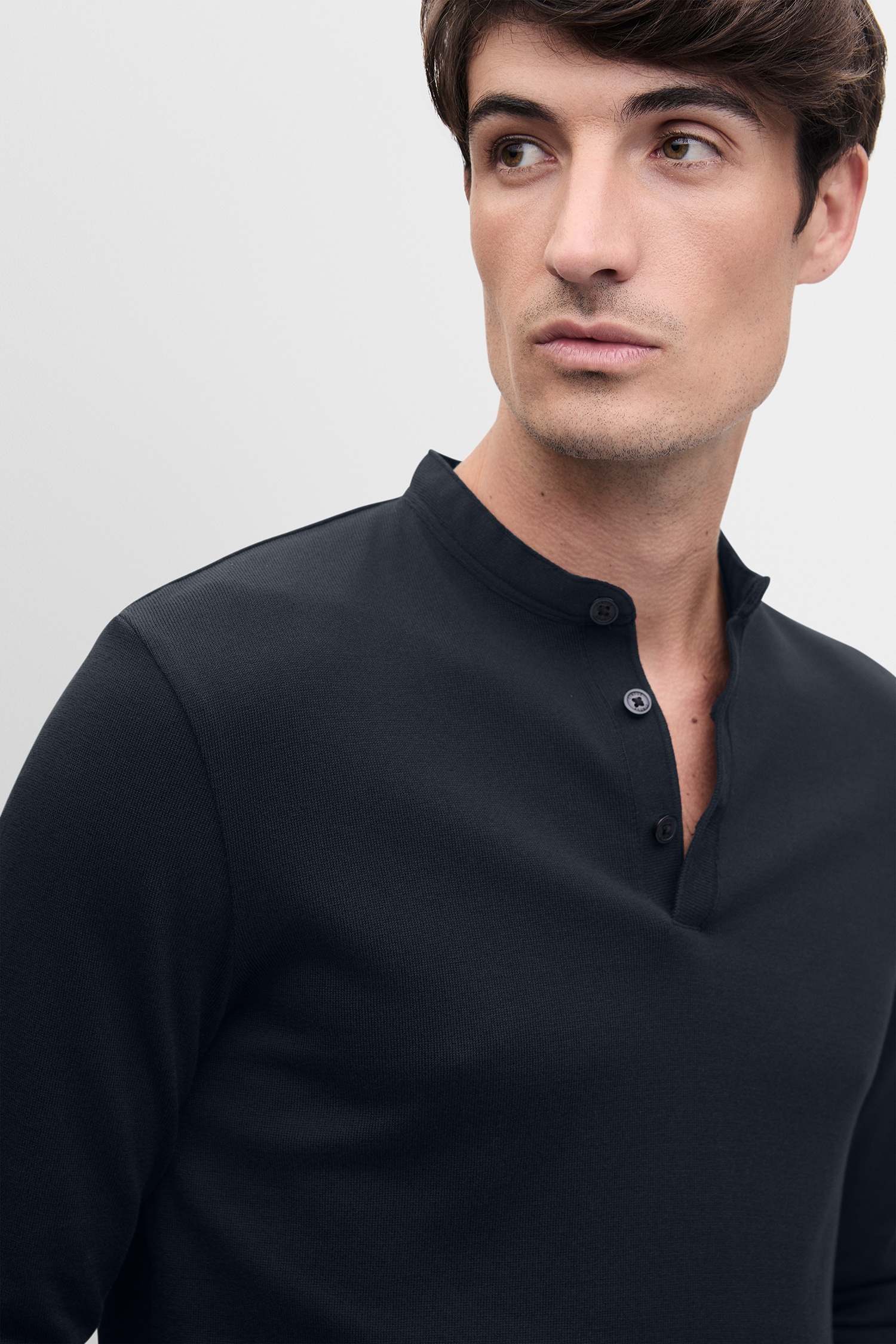 Cinque Langarmshirt »CIBADO« Stehkragen, Slim Fit, reine Baumwolle