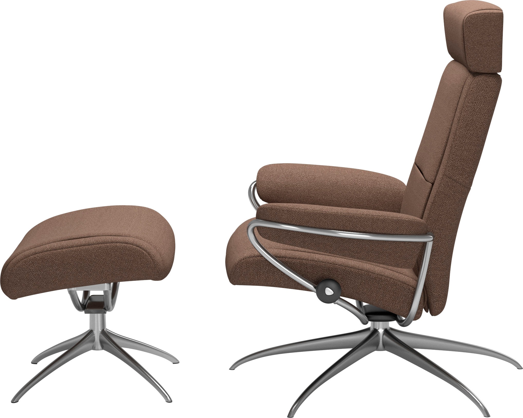 Stressless® Relaxsessel »Paris«, (Set, Relaxsessel mit Hocker), mit Hocker, Low Back mit Kopfstütze, mit Star Base, Gestell Chrom