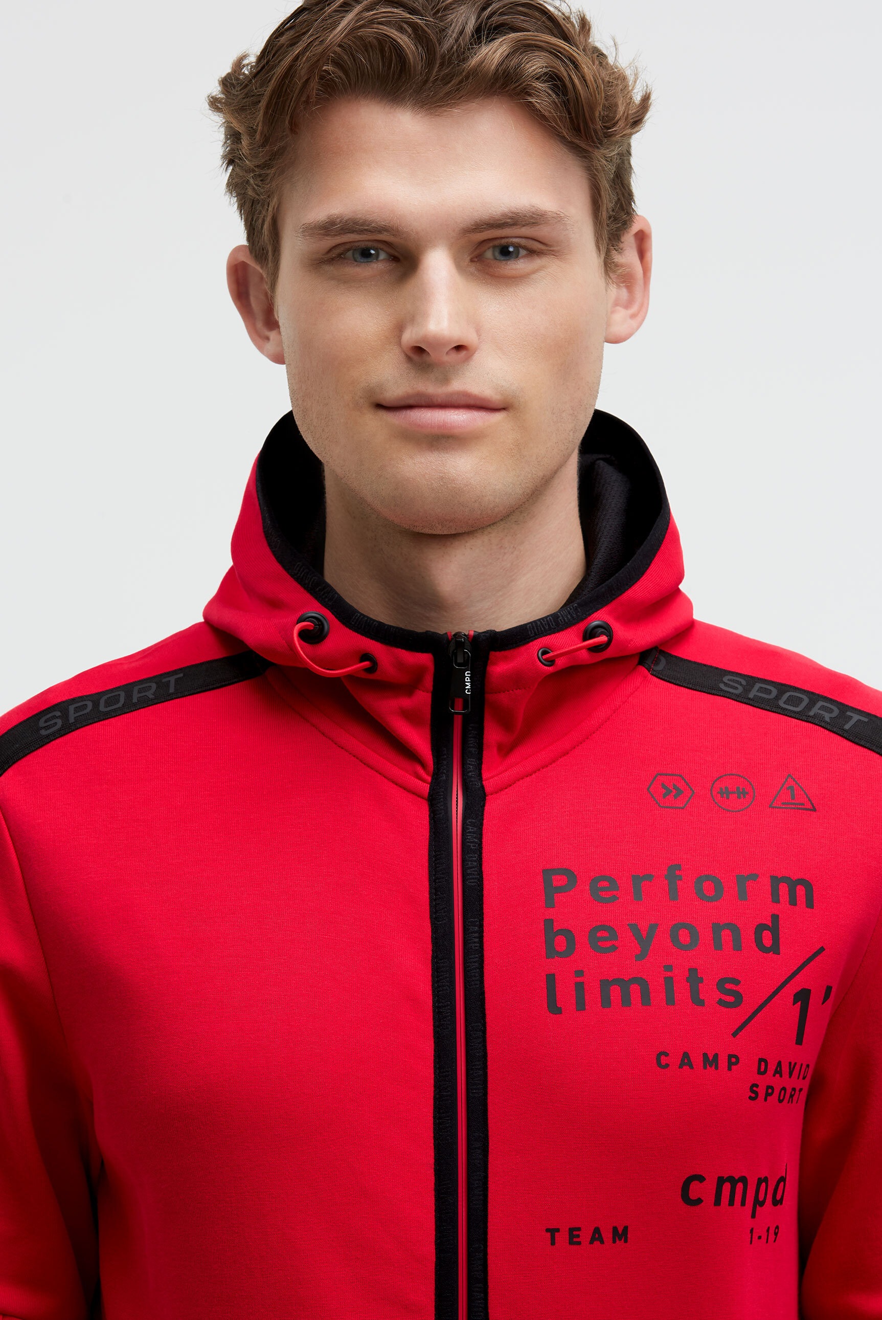 CAMP DAVID Kapuzensweatjacke mit elastischen Saumabschlüssen