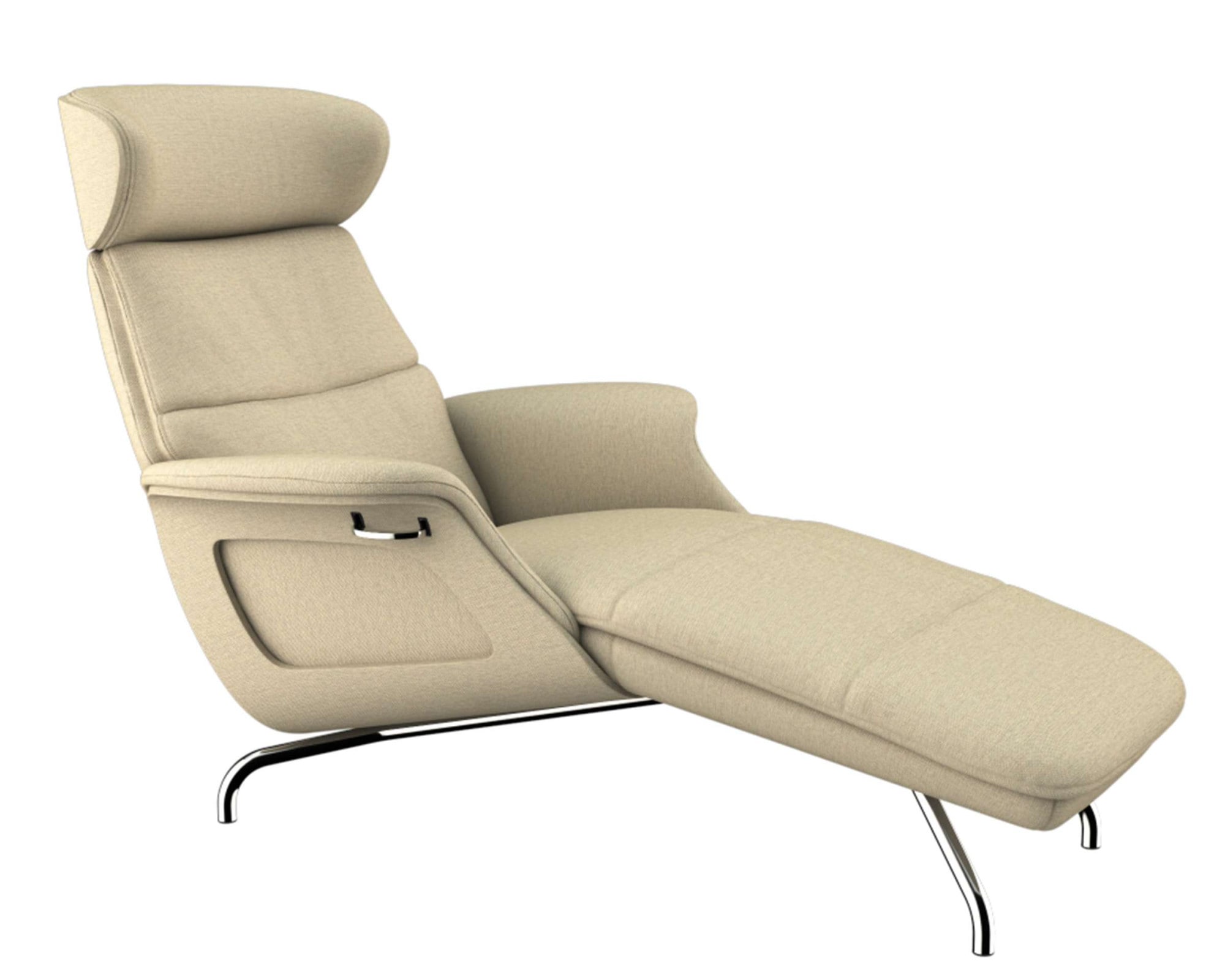 FLEXLUX Loungesessel »Clement Chaislongue, Relaxstuhl, Liegesessel,«, Rücken- & Kopfteilverstellung, Armlehne, Walnuss, Fuß Alu