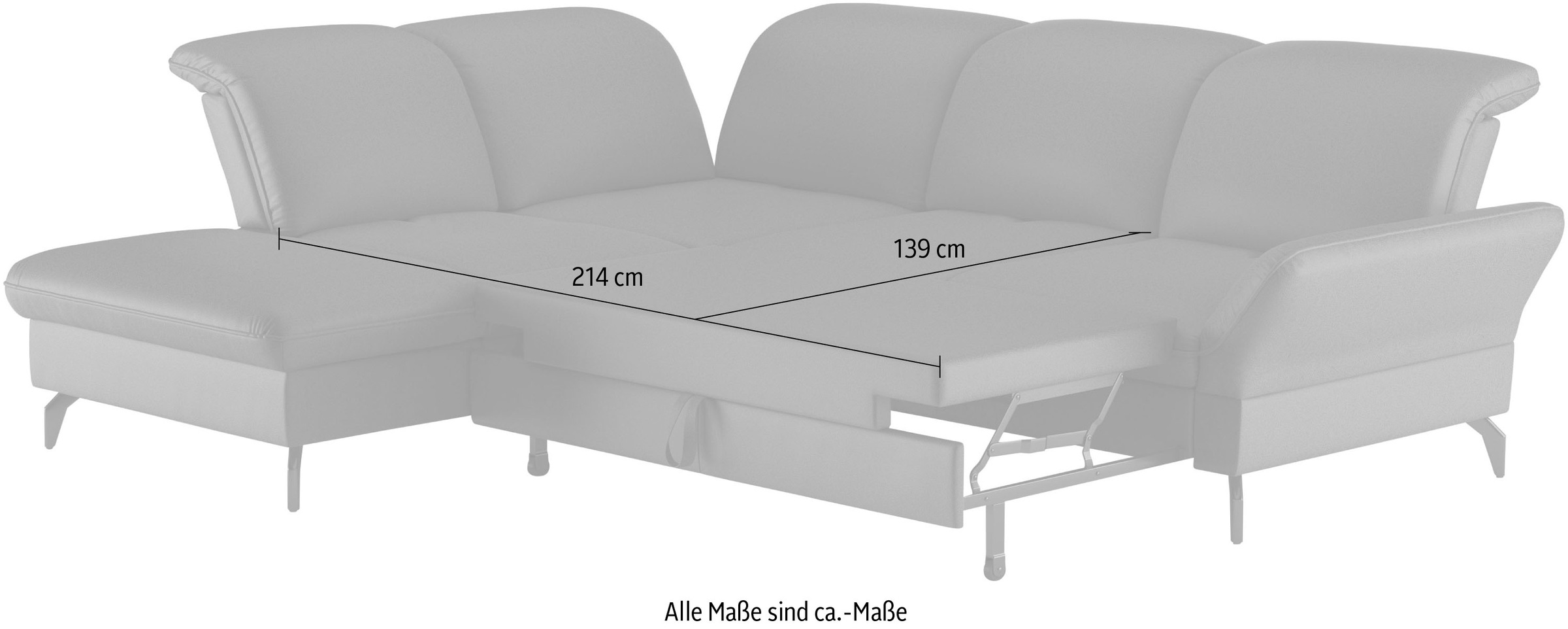 sit&more Ecksofa »Leandro L-Form«, Wahlweise mit Bett-, Kopfteil - und Armlehnfunktion, sowie Stauraum