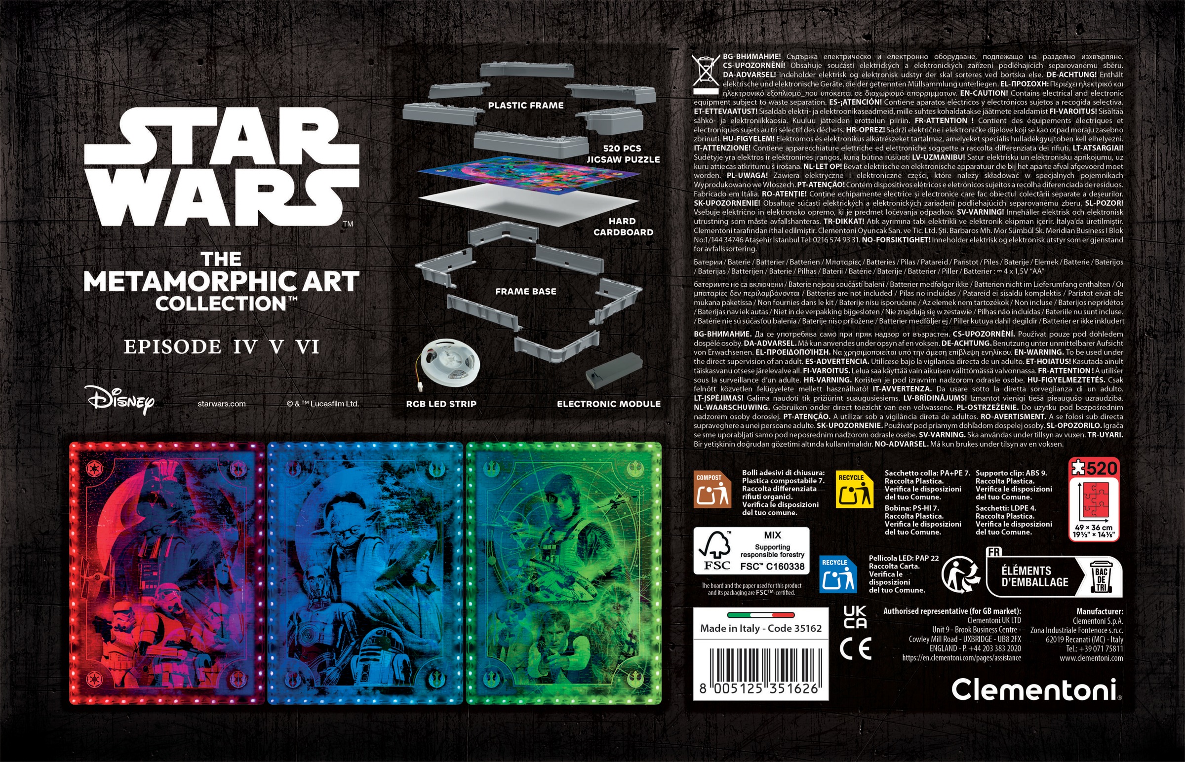 Clementoni® Puzzle »Star Wars - The Metamorphic Art Collection Episode 4-5-6« Mit Licht; Made in Europe
