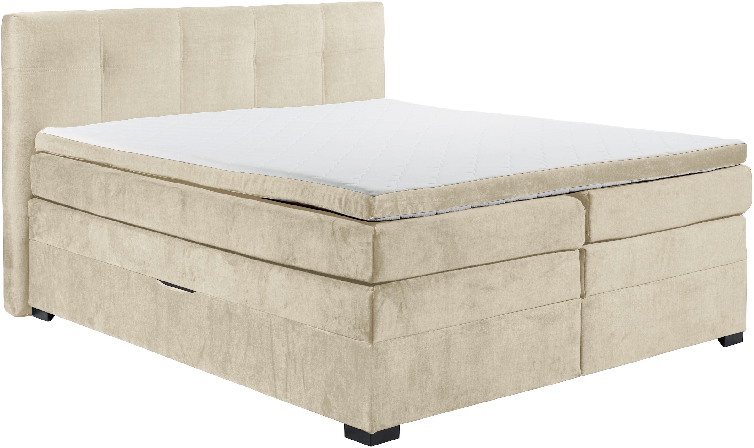 ED EXCITING DESIGN Boxspringbett »Fanes mit Komforteinstiegshöhe von 73cm« erhältlich in 180x200cm, inkl. Bettkasten und 7cm Visco-Topper