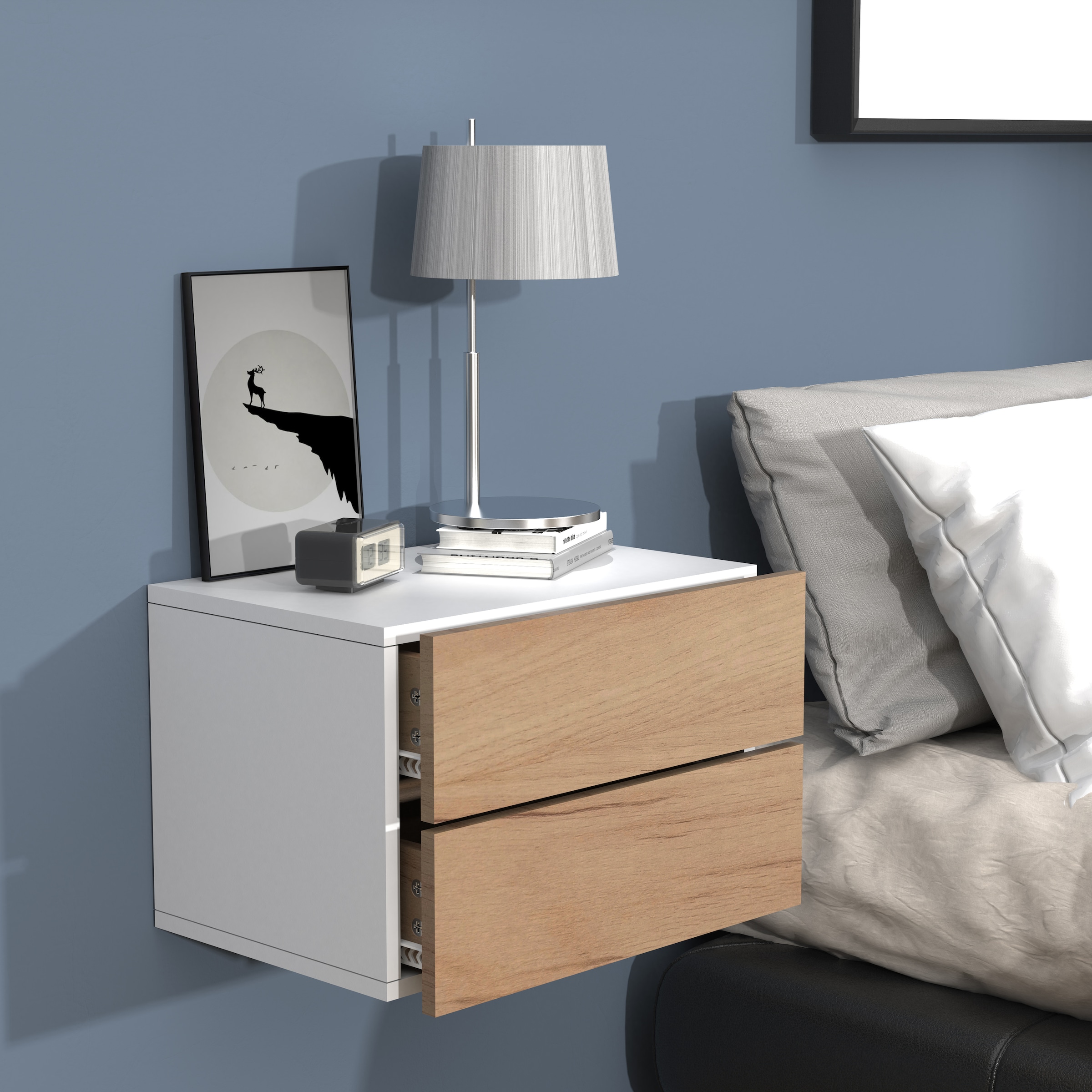 VCM Nachtkonsole »VCM Nachtschrank | Wandschublade | Wandboard | Nachttisch | Maße ca H. 30 x B. 45 x T. 32 cm - Usal L 45 cm«, (VCM Usal)