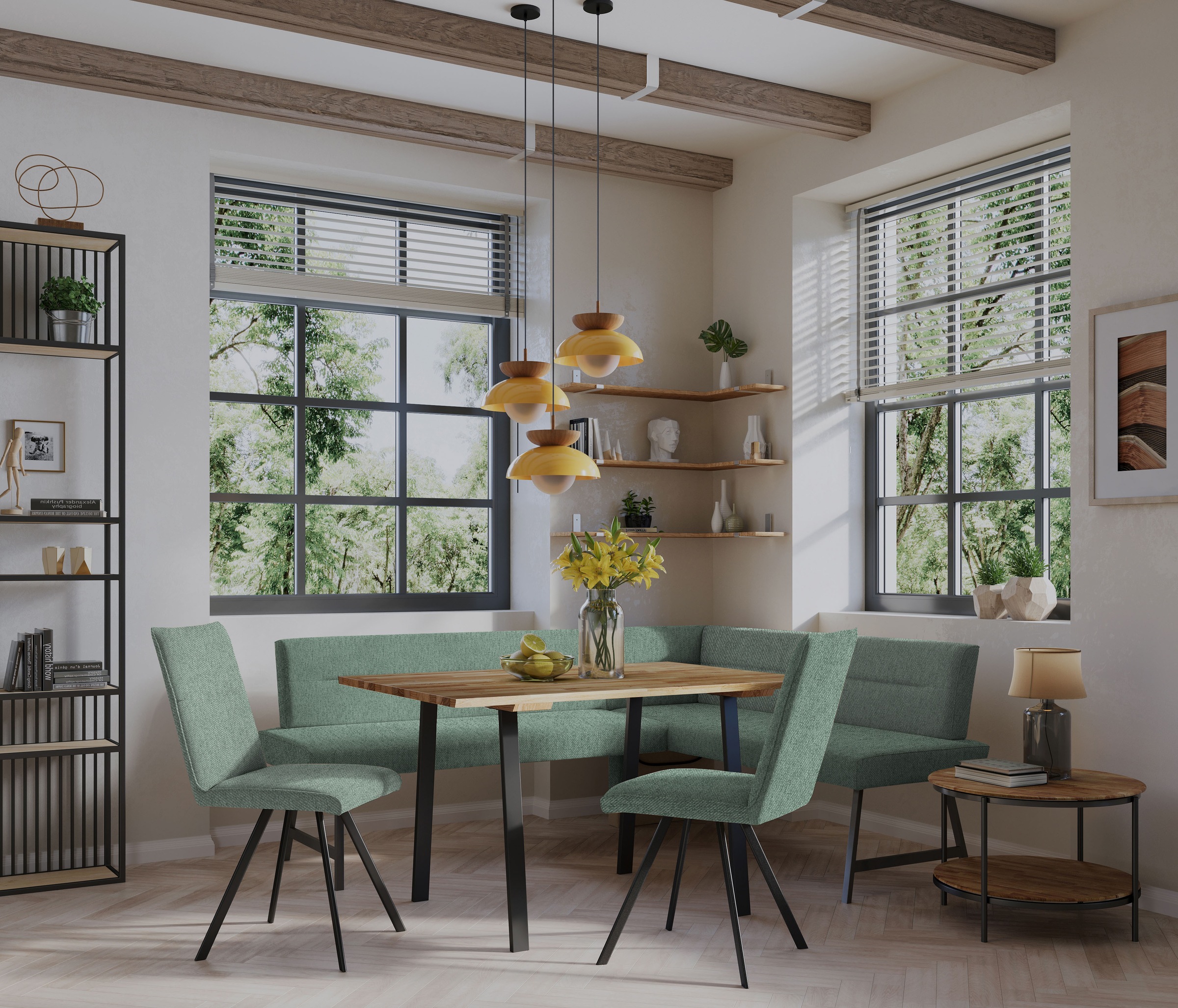 Home affaire Eckbankgruppe "Sava" Set, 4 Stk. tlg. Eckbank mit Wellenfederu günstig online kaufen