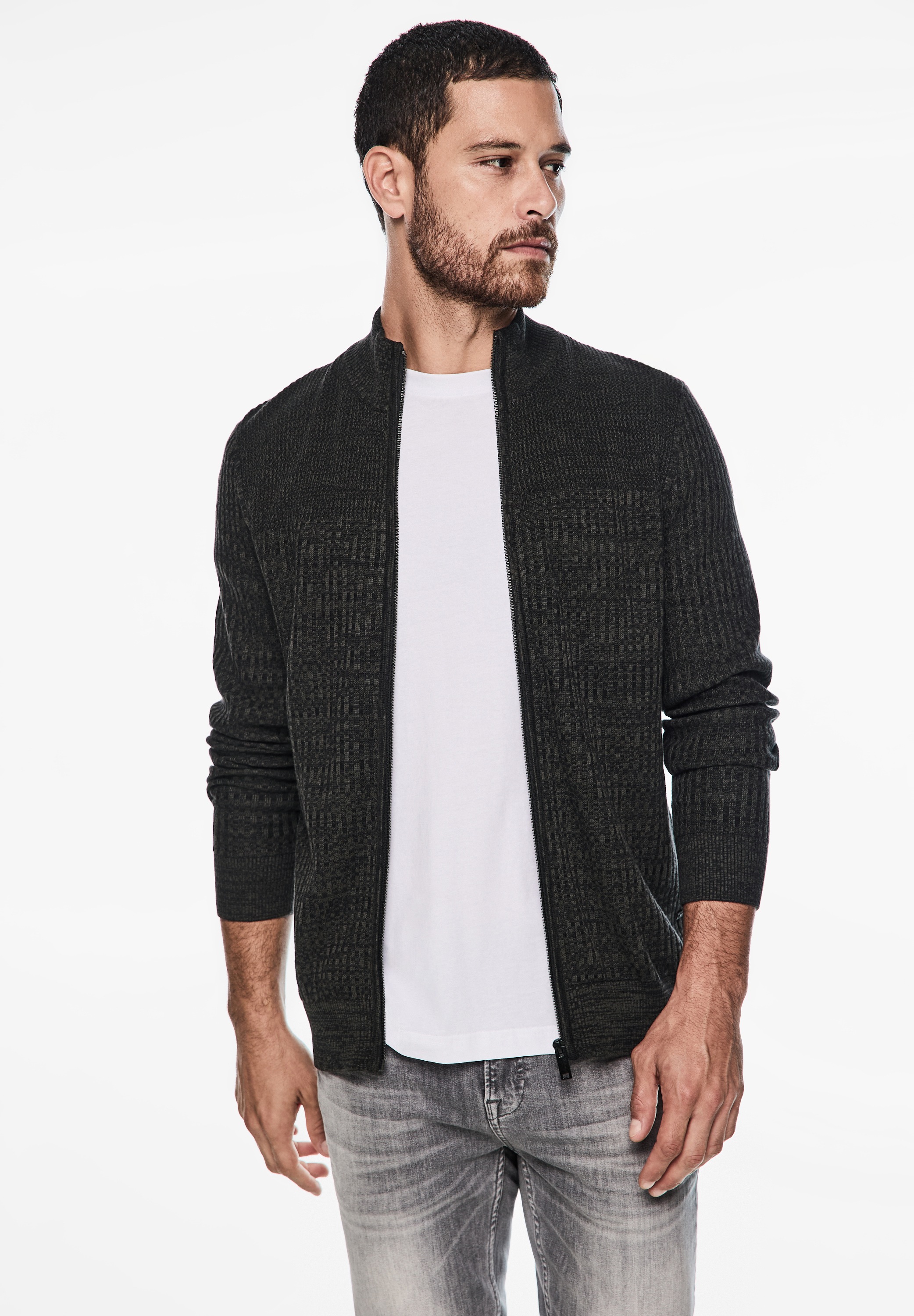 STREET ONE MEN Strickjacke, aus reiner Baumwolle