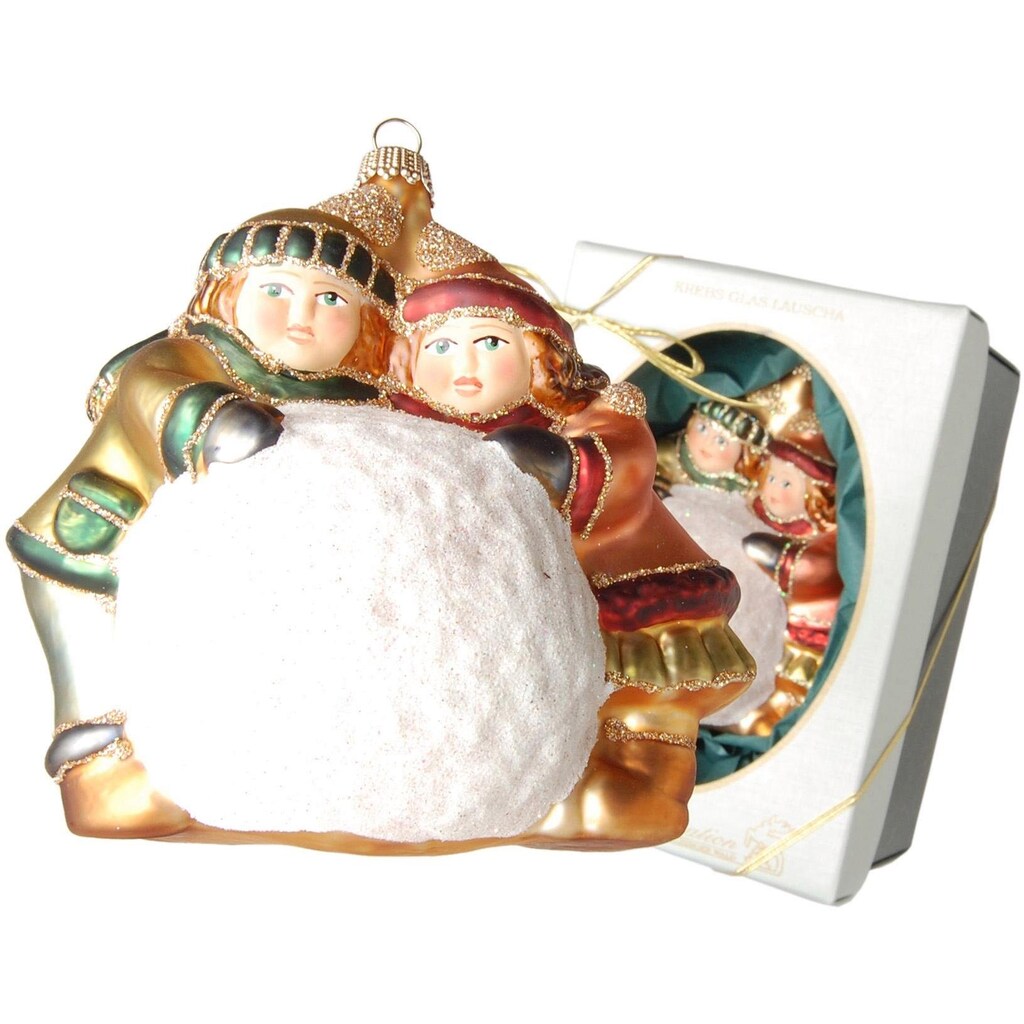 Krebs Glas Lauscha Christbaumschmuck »Emma & Emilio mit Schneeball, Weihnachtsdeko, Christbaumschmuck«, (1 tlg.)