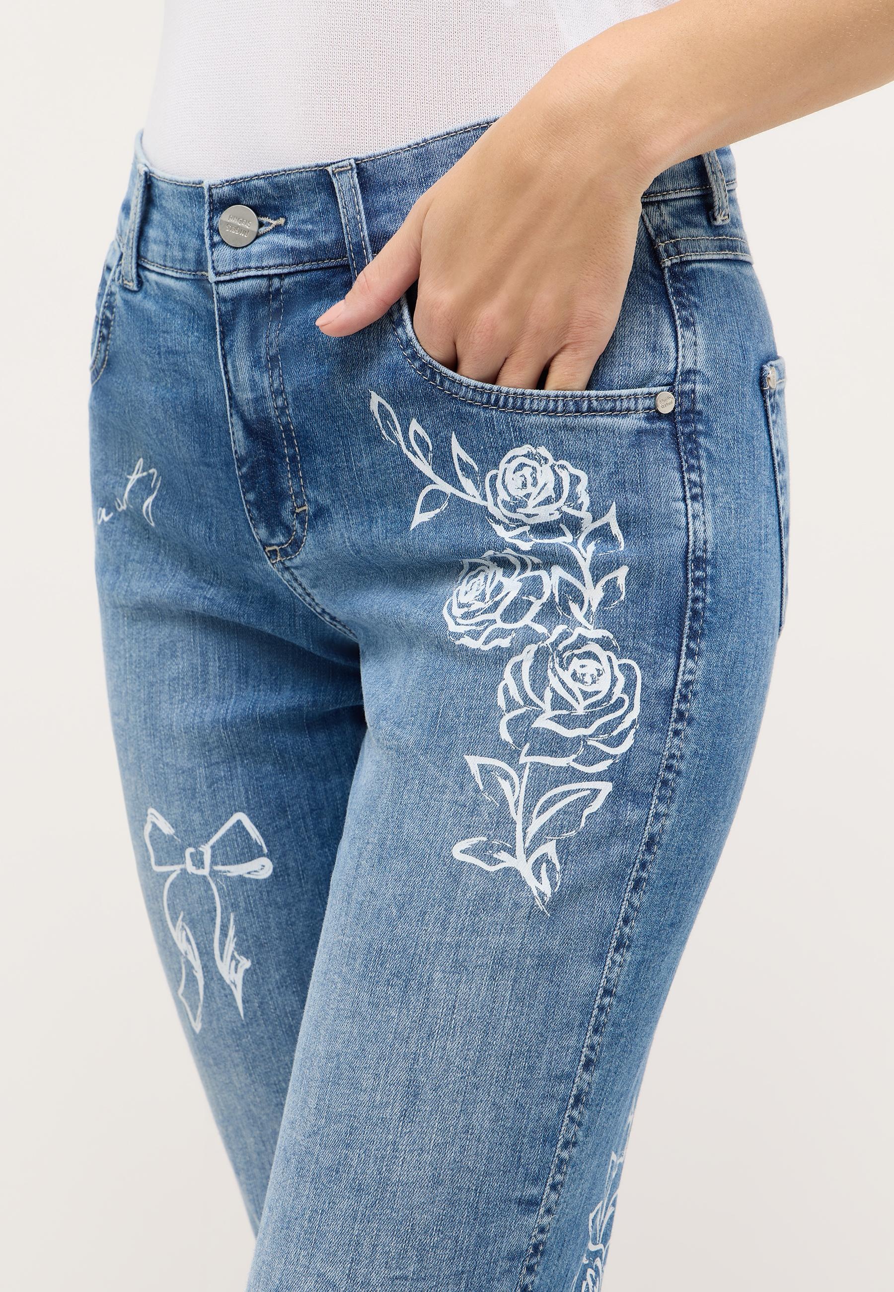 ANGELS High-waist-Jeans "Darleen Beauty" mit floralen Prints und Stretch günstig online kaufen