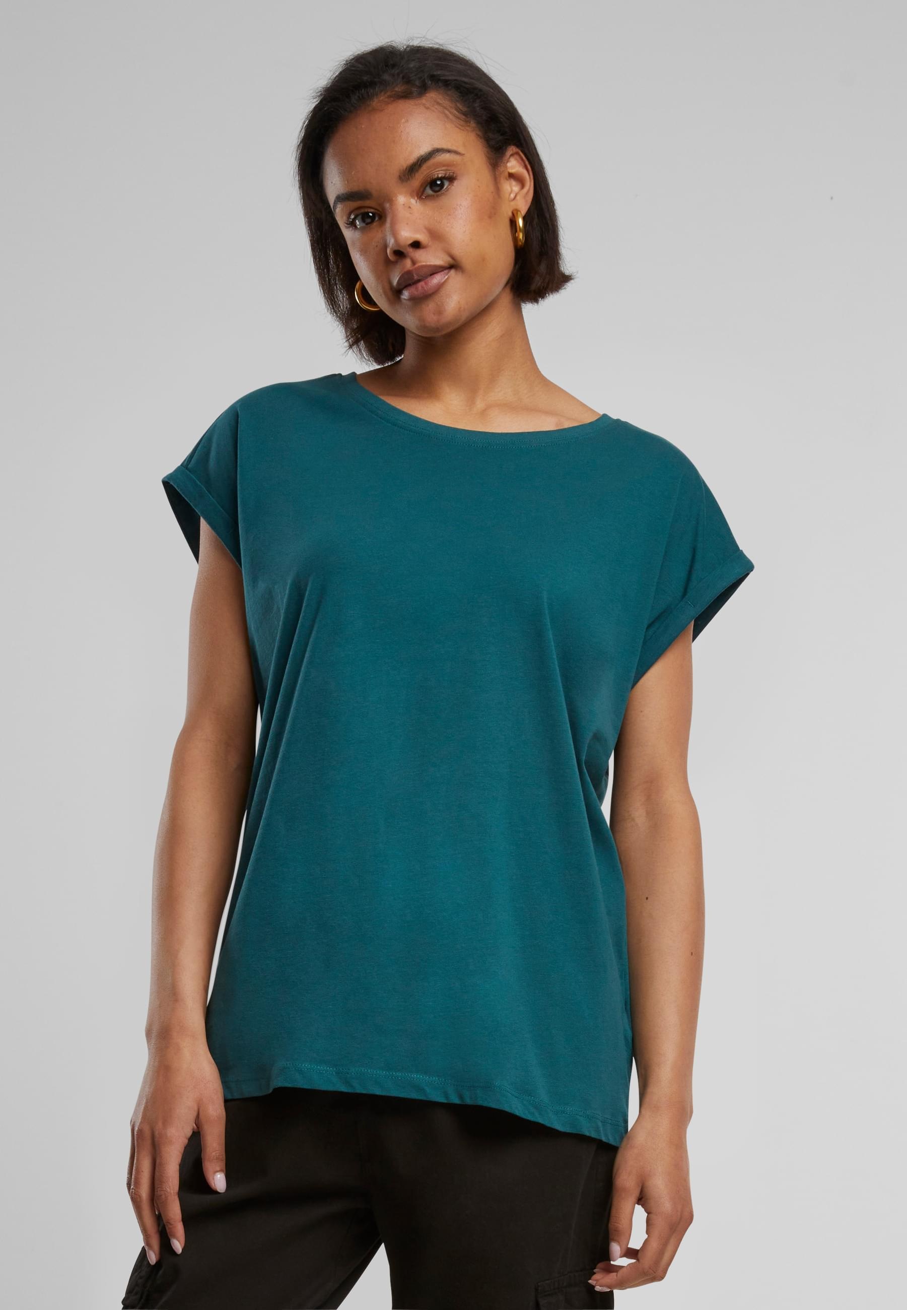 URBAN CLASSICS Kurzarmshirt »Urban Classics Damen Ladies Extended Shoulder Tee«, (1 tlg.)