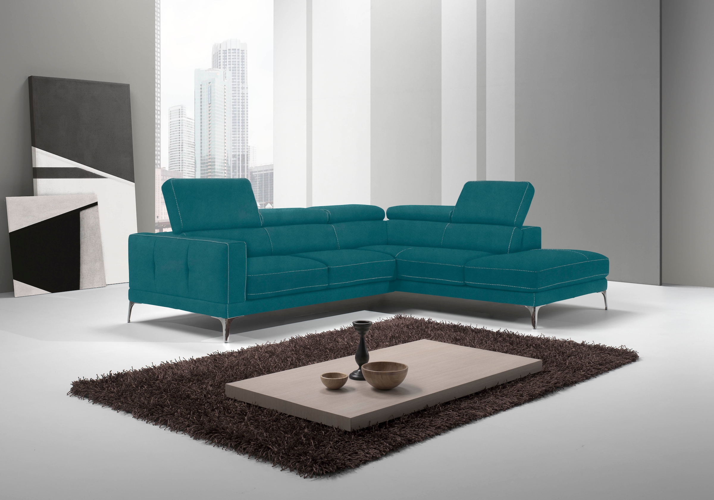 Egoitaliano Ecksofa "Claudie, Designsofa mit extrakomfortablem Sitzkomfort, L-Form" Inkl. Kopfteilverstellung, L-Form