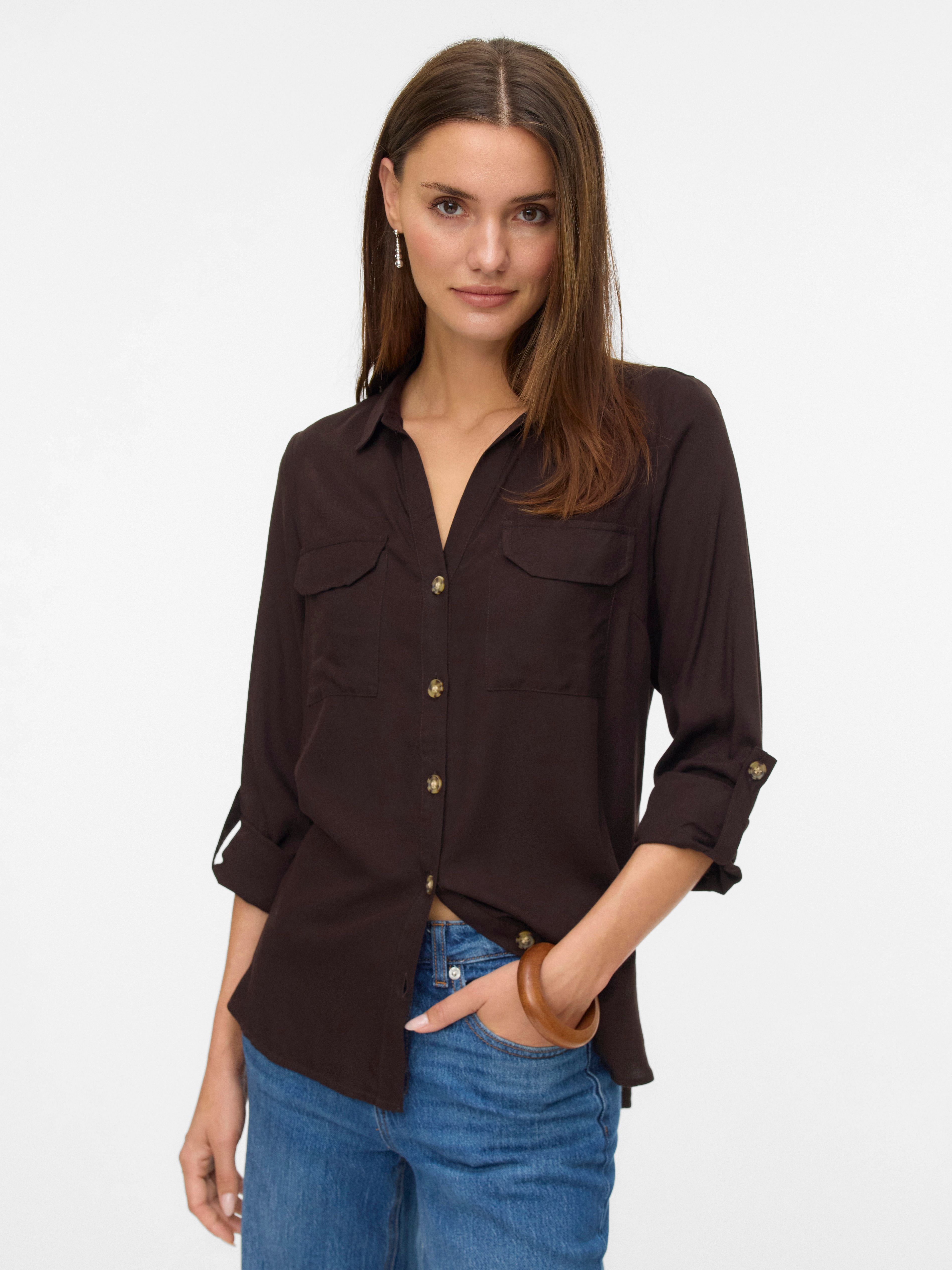 Vero Moda Hemdbluse "VMBUMPY L/S SHIRT NEW WVN GA NOOS" Viskose, regular fit