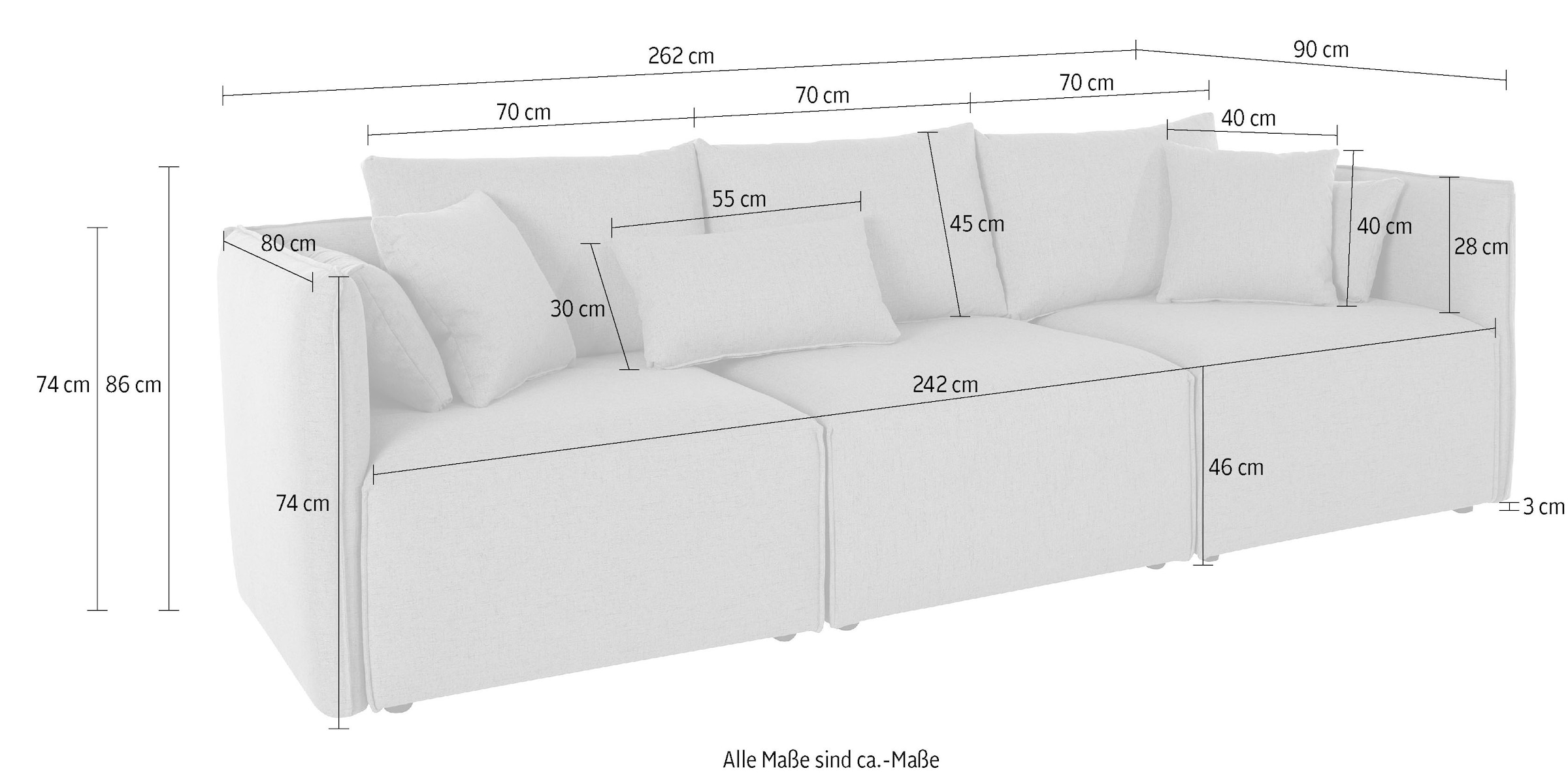 andas 3-Sitzer »Nöre« 3 Teile, in vielen Bezugsqualitäten und Farben s. auch "Nöre"