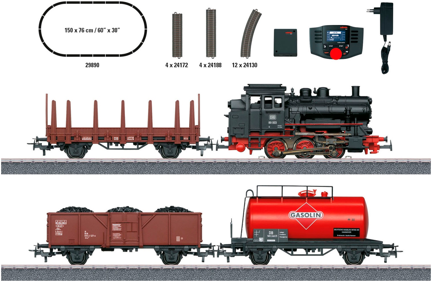 Märklin Modelleisenbahn-Set »Märklin Digital-Startpackung Güterzug mit BR 89 - 29890«, (Set, 17 tlg.), Made in Europe