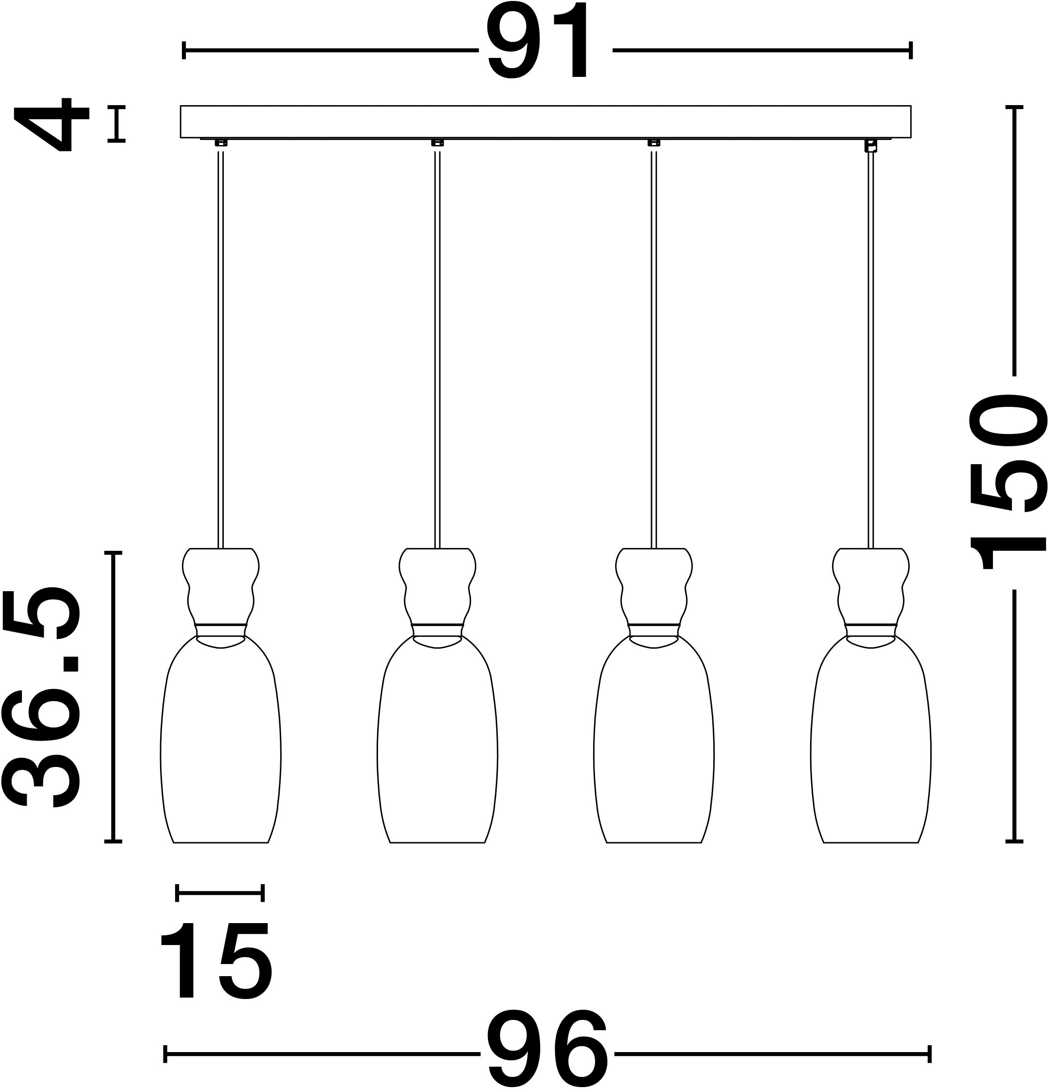 Nova Luce Pendelleuchte »PLUMA«, 4 flammig