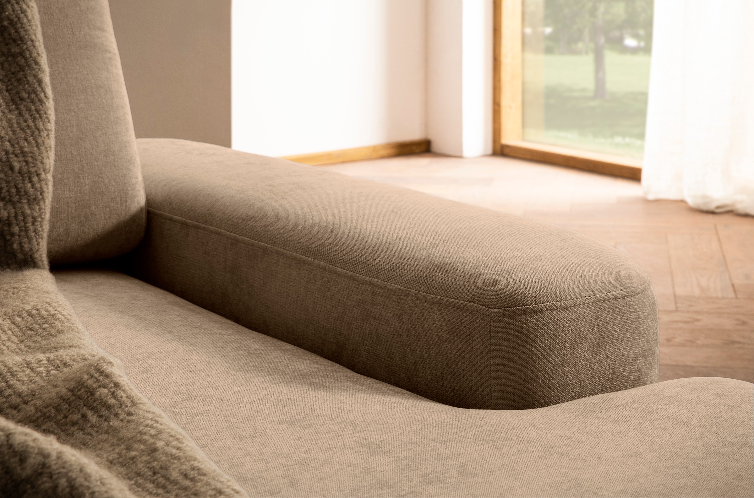 INOSIGN Ecksofa »TORGE (264cm), Schlafsofa in Cord, Samtvelours o Struktur fein, L-Form«, Schlaffunktion, Bettkasten, Liegefläche: 125/210 cm