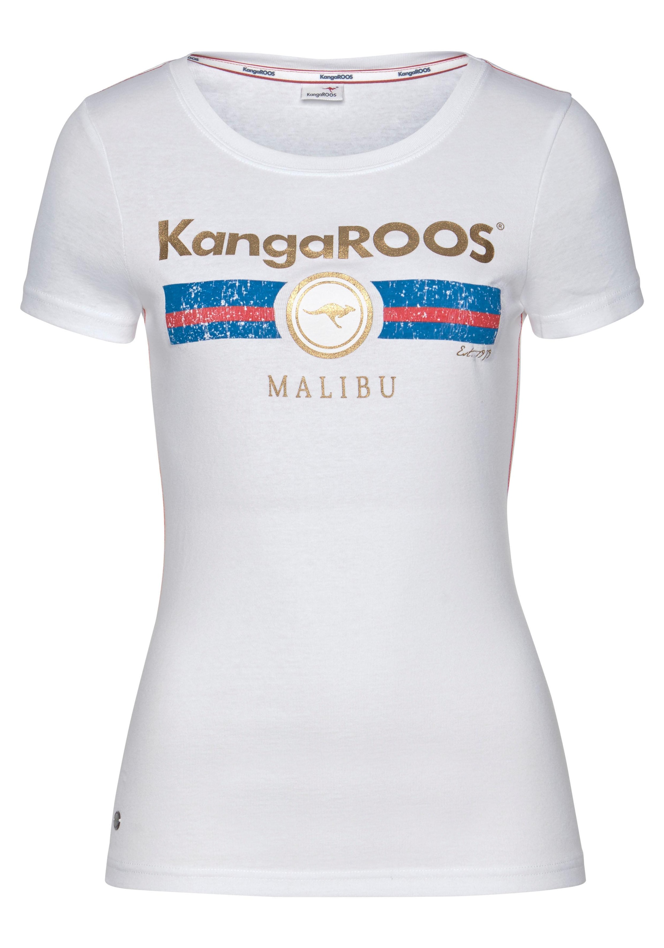 KangaROOS T-Shirt, Kurzarm, unifarben und bedruckt, Rundhalsausschnitt