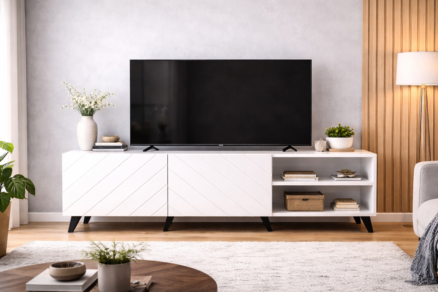 OTTO home Lowboard »HOLLY 1.5, TV-Board, TV-Kommode, TV-Schrank, TV-Unterschrank, TV-Möbel« Modernes lackiertes Hochglanz TV-Board, grifflos, Breite 150 cm