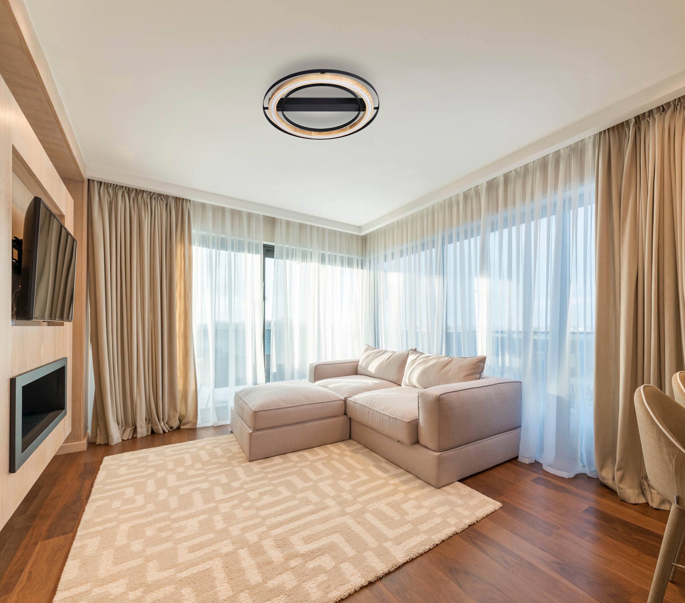 NOWA Deckenleuchte »RILAS«, Leuchtmittel LED-Modul | LED fest integriert, Deckenlampe, Bambus, Designleuchte, Wohnzimmer