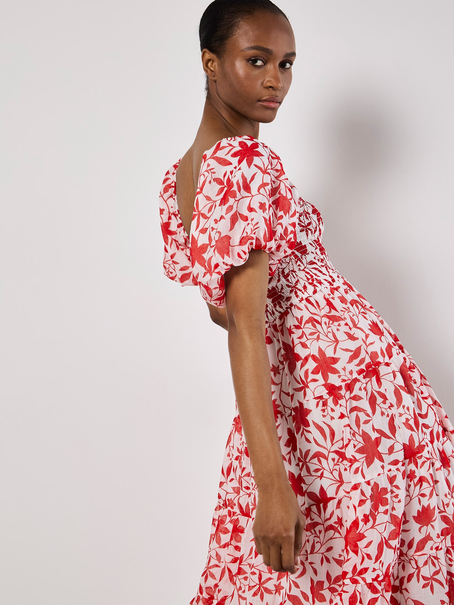 Apricot Midikleid »Florales Sommerkleid« mit Puffärmeln