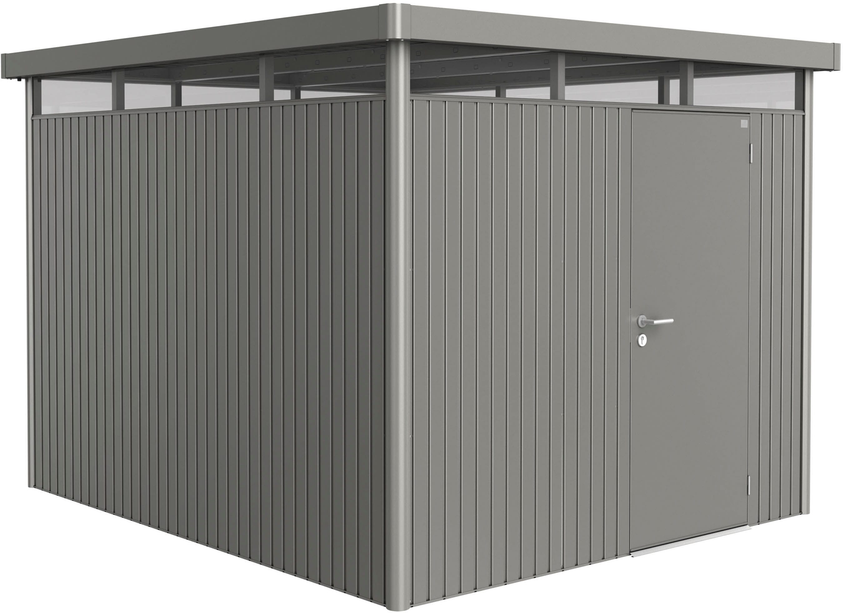 Biohort "HIGHLINE Gr. H5, verschiedene Farben" stylisches Metall-Gartenhaus mit Flachdach