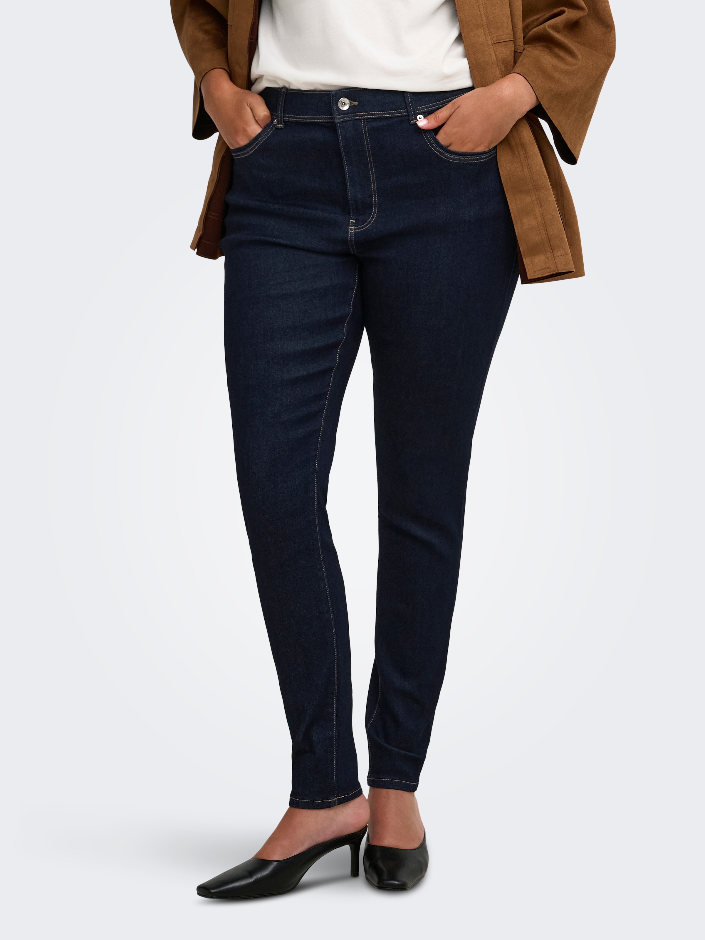 ONLY CARMAKOMA Skinny-fit-Jeans "CARSALLY REG SK RINSE DNM PIM NOOS" Materialmix, skinny fit, Regular Waist