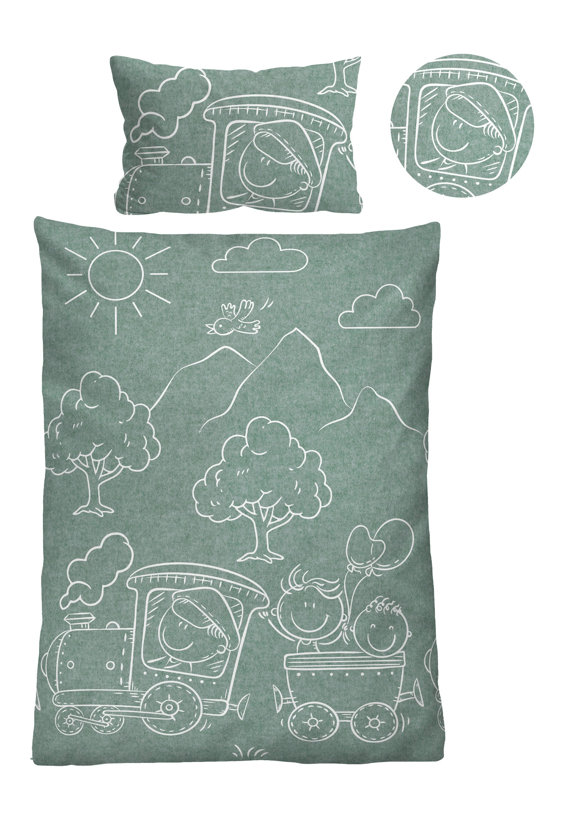 Biberna Kinderbettwäsche »0840521« 2 Stk. kuschelig warm, samtweich, Melange, 100% Baumwolle, made in Germany