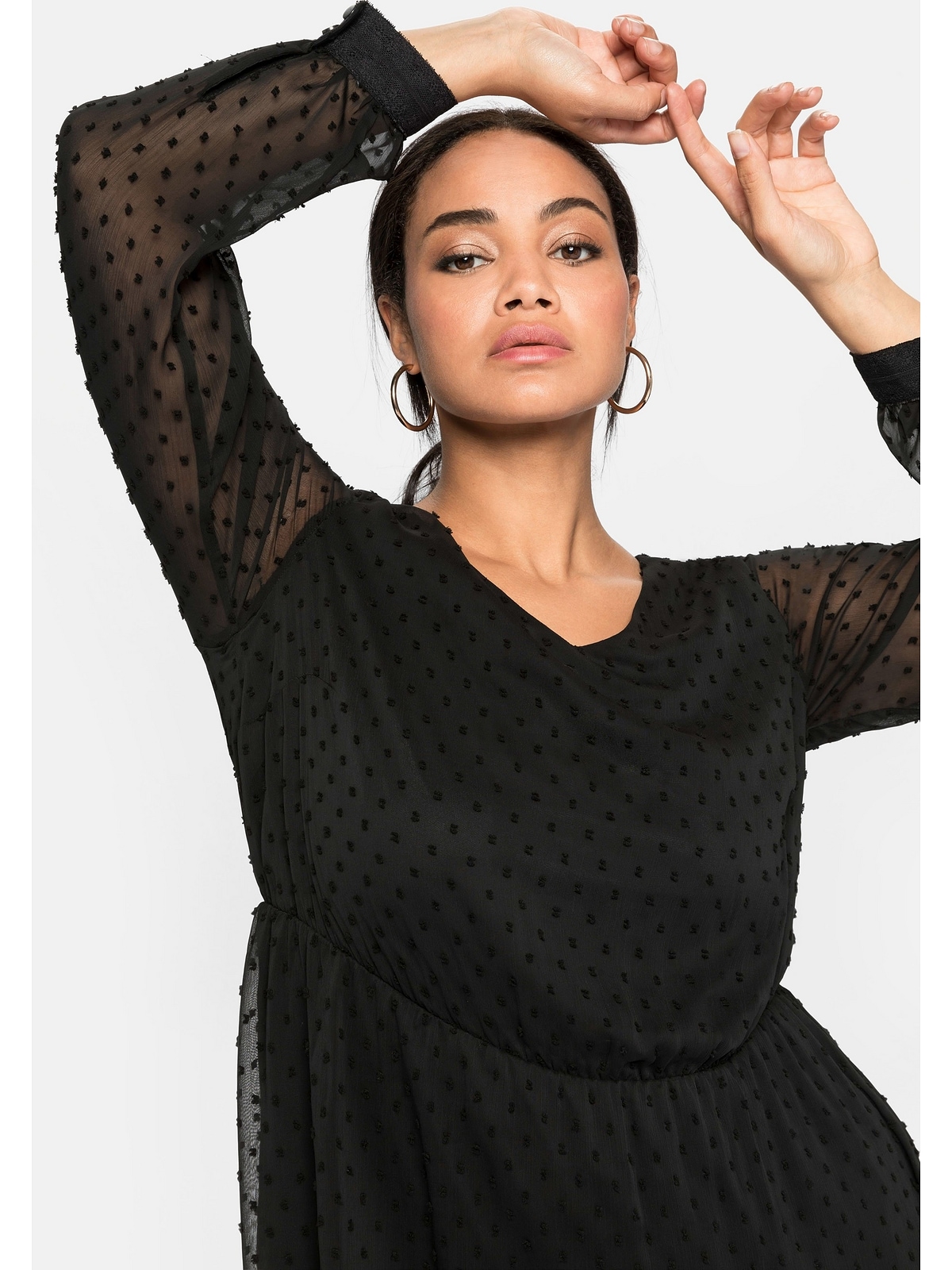 mit online Sheego kaufen BAUR Unterkleid Größen«, 3D-Effekt, | Abendkleid mit »Große