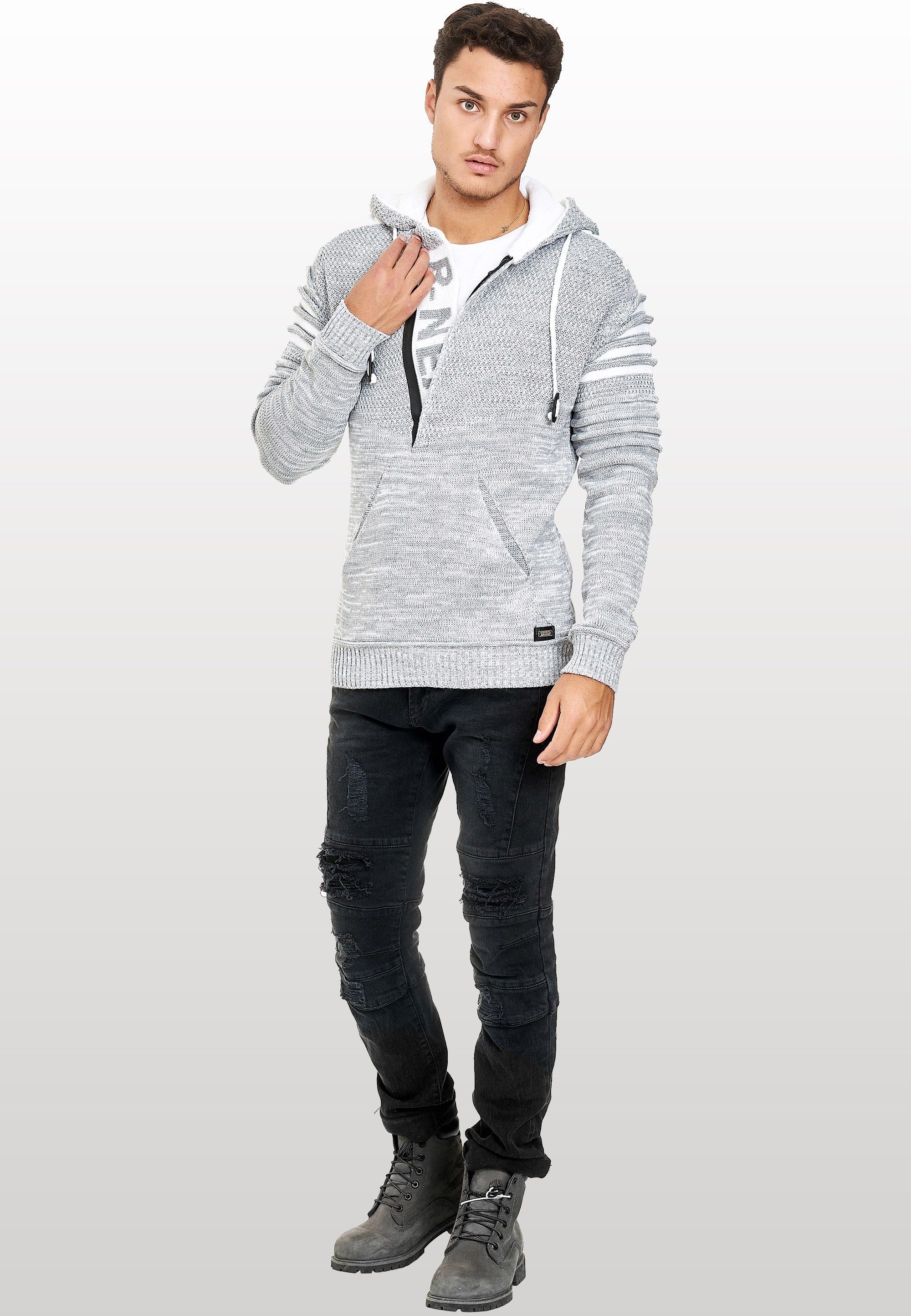 Rusty Neal Kapuzensweatshirt, in modernem Strickdesign