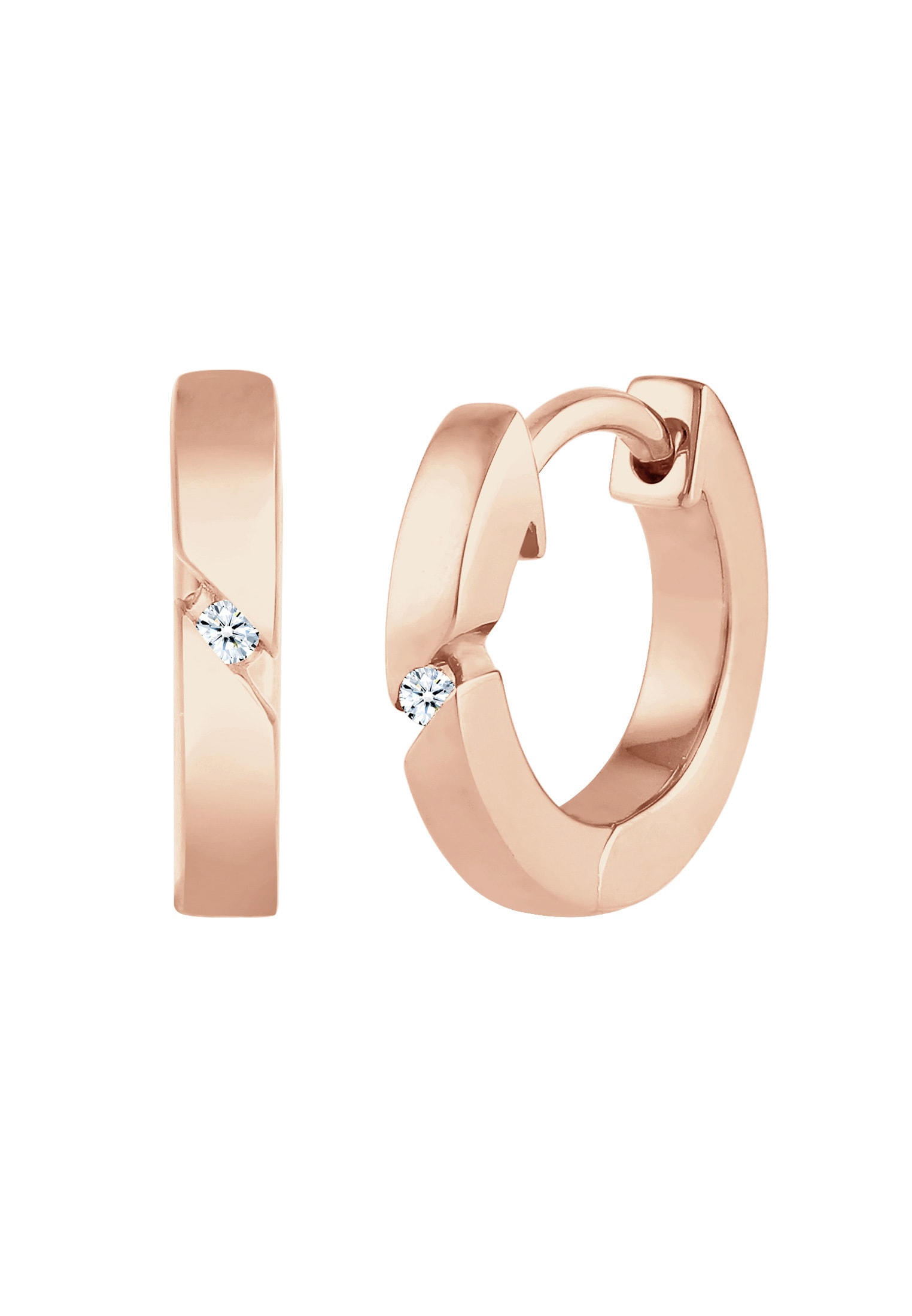 Elli DIAMONDS Paar Creolen »Creolen Basic Diamant (0.03 ct.) 925 Silber«