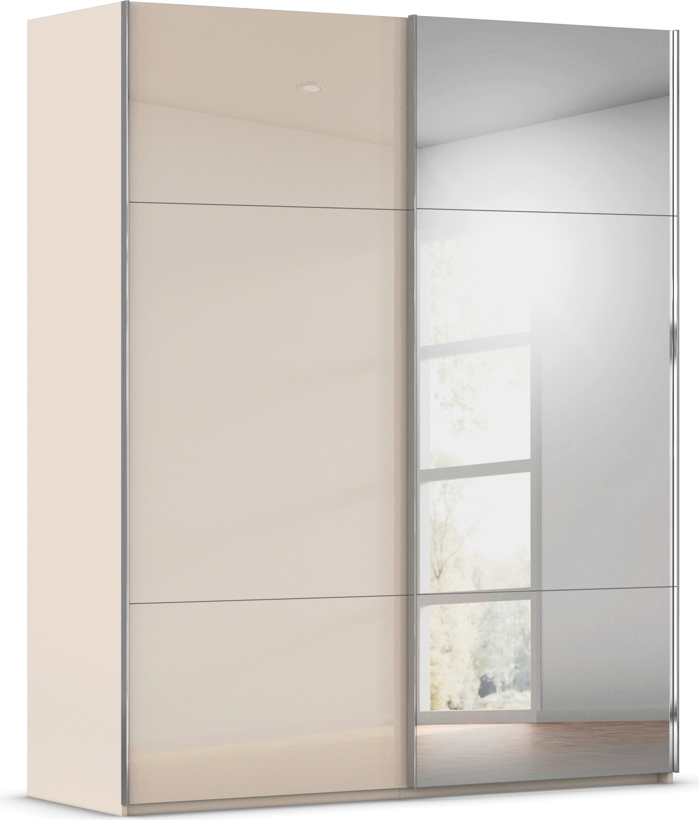 rauch Schwebetürenschrank "Kleiderschrank Schrank Garderobe Schlafzimmerschrank CONTIDO" 3 verschiedene Ausstattungen BASIC/CLASSIC/PREMIUM (inkl. SOFT-CLOSE), aus hochwertigem Material in 6 Breiten 2 Griff-Farben MADE IN GERMANY