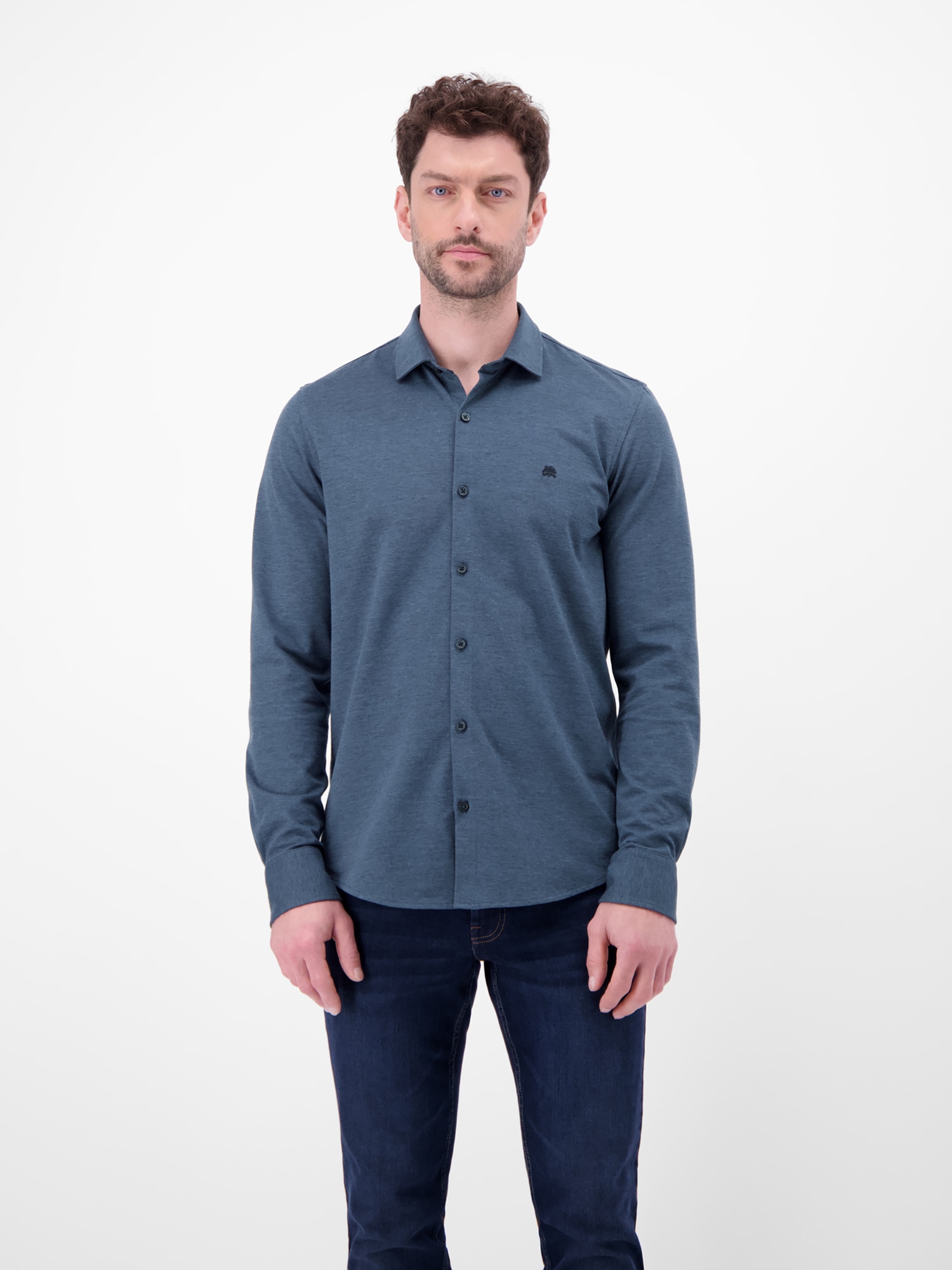 LERROS Langarmhemd "Jerseyhemd mit 2-Knopf-Manschette und Kentkragen" günstig online kaufen