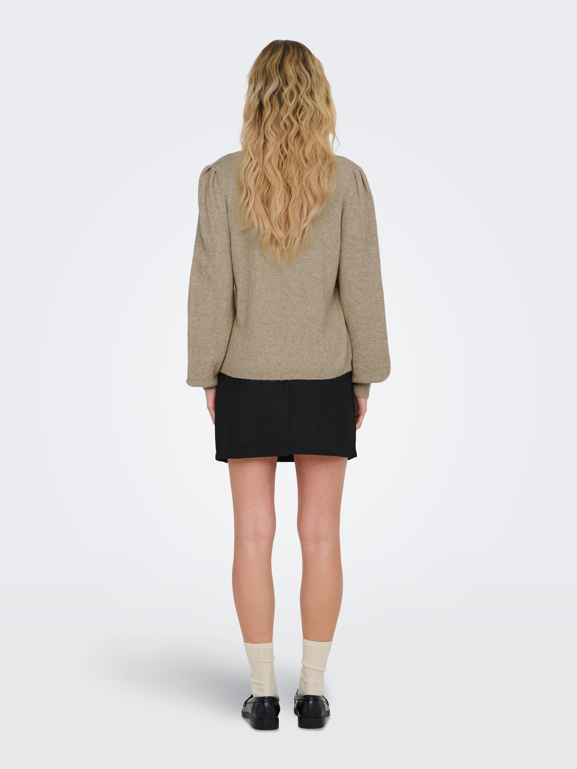 ONLY Rundhalspullover »ONLKATIA LS STRUCTURE PUFF O-NECK CC KNT«