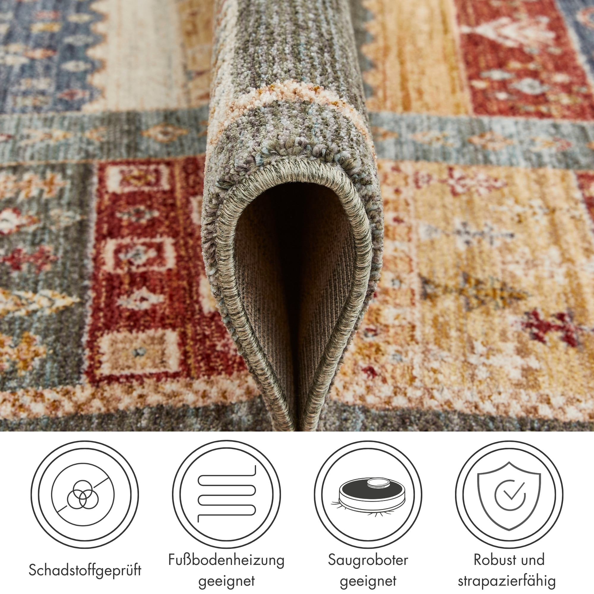 LUXOR living Teppich »Rocco« rechteckig 11 mm Höhe Vintage-Look, verschiedene Designs, mit Fransen, Wohnzimmer