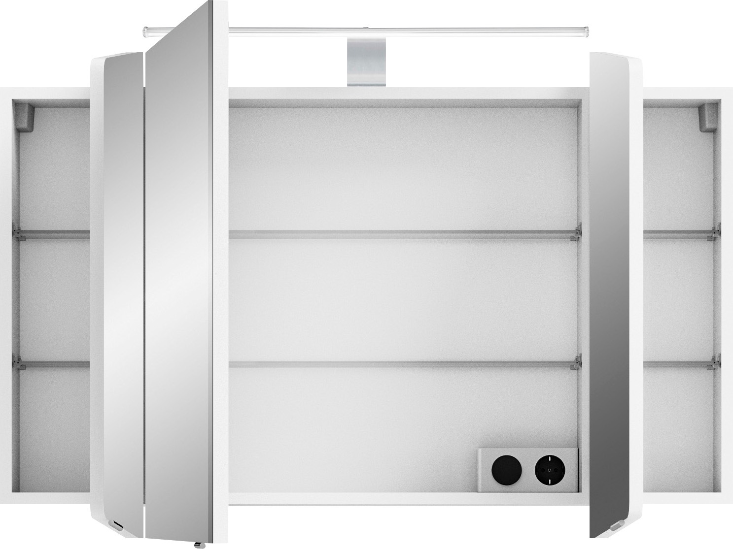 Saphir Badmöbel-Set »Cassca Sprint 3-teilig Mineralmarmor-Waschtisch mit LED-Spiegelschrank«, (4 St.), mit Unterschrank, 4 Türen, 3 Schubladen, inkl. Türdämpfer