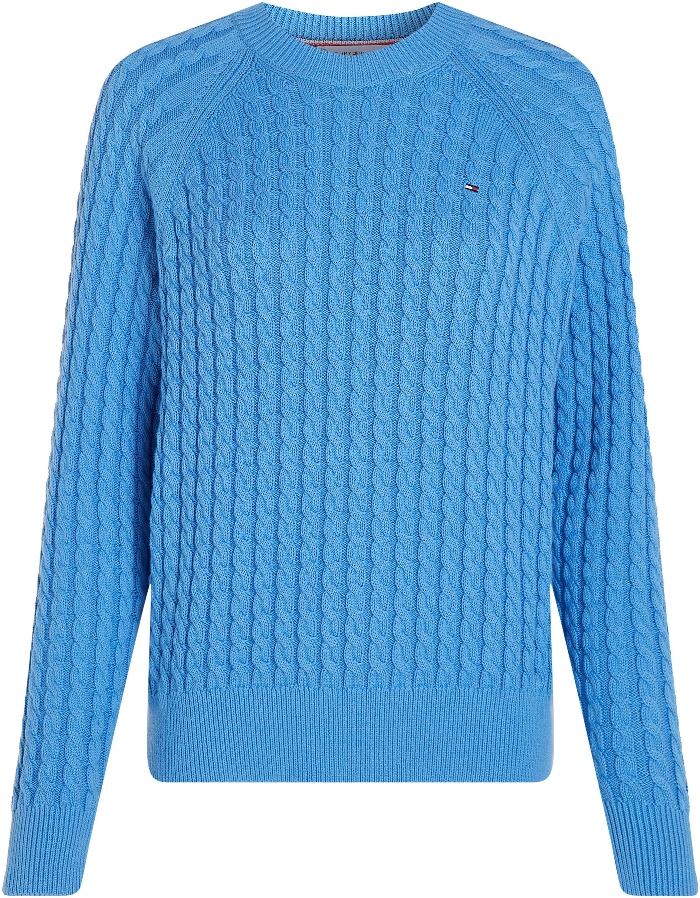 Tommy Hilfiger Rundhalspullover »CO CABLE C-NK SWEATER«, mit Zopfmuster