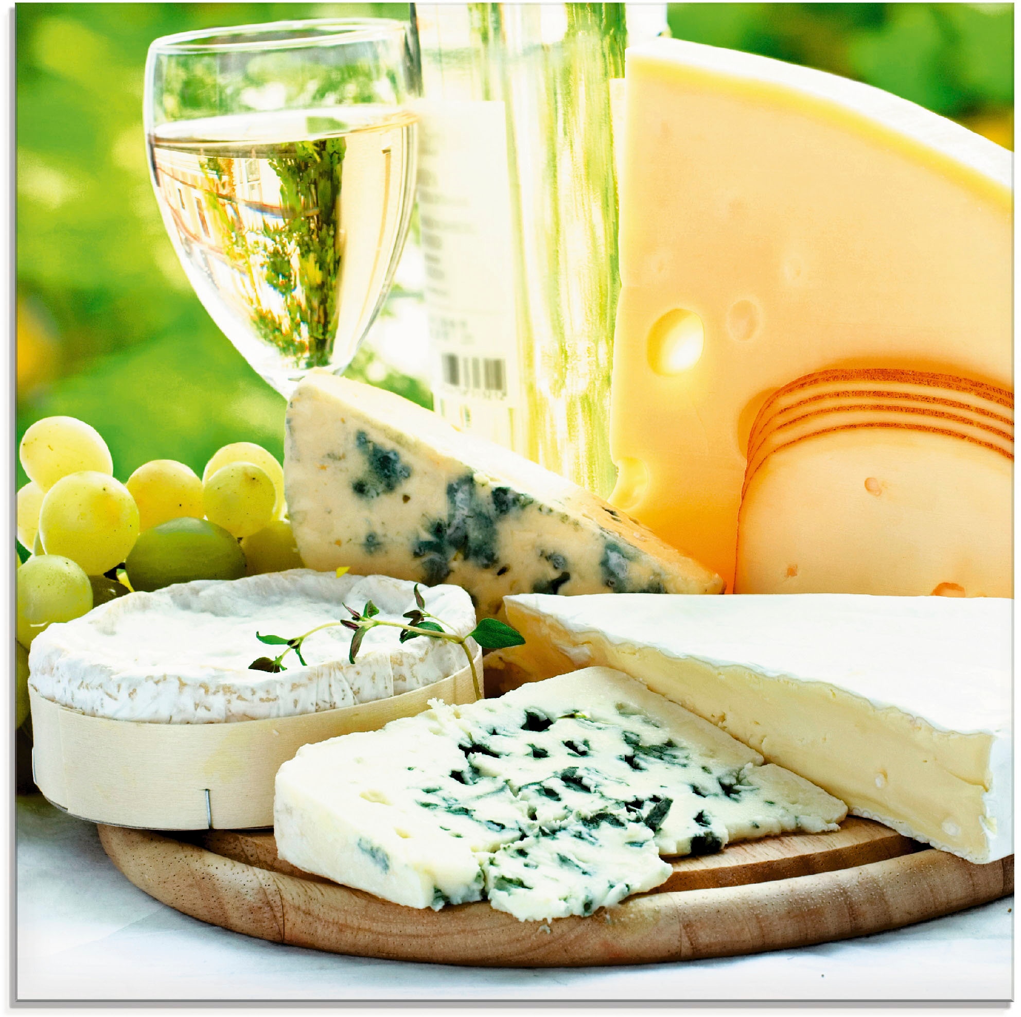 Artland Glasbild "Käse & Wein", Lebensmittel, (1 St.), in verschiedenen Größen