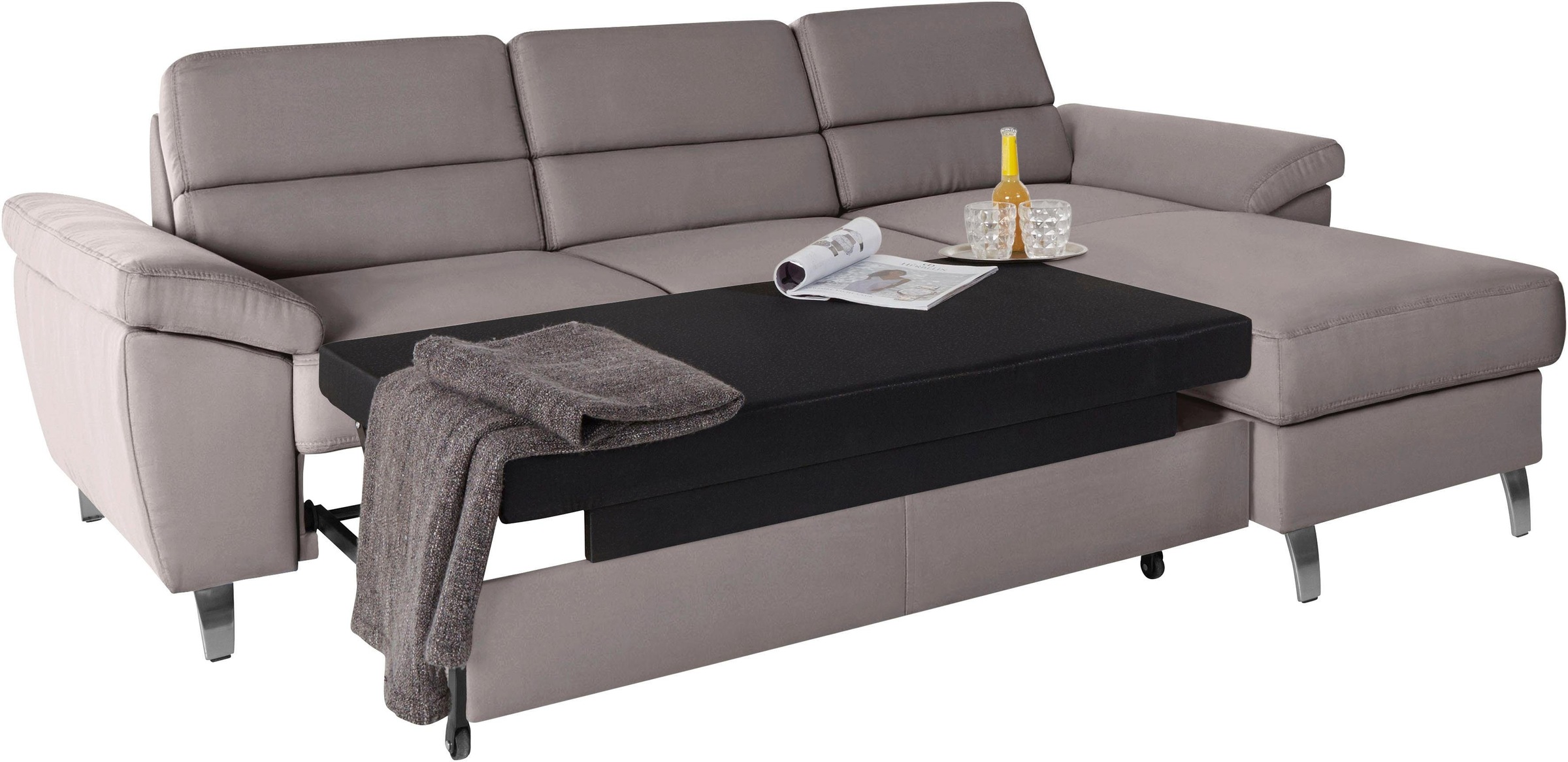 sit&more Ecksofa »Sorano L-Form«, wahlweise mit Bettfunktion und Bettkasten