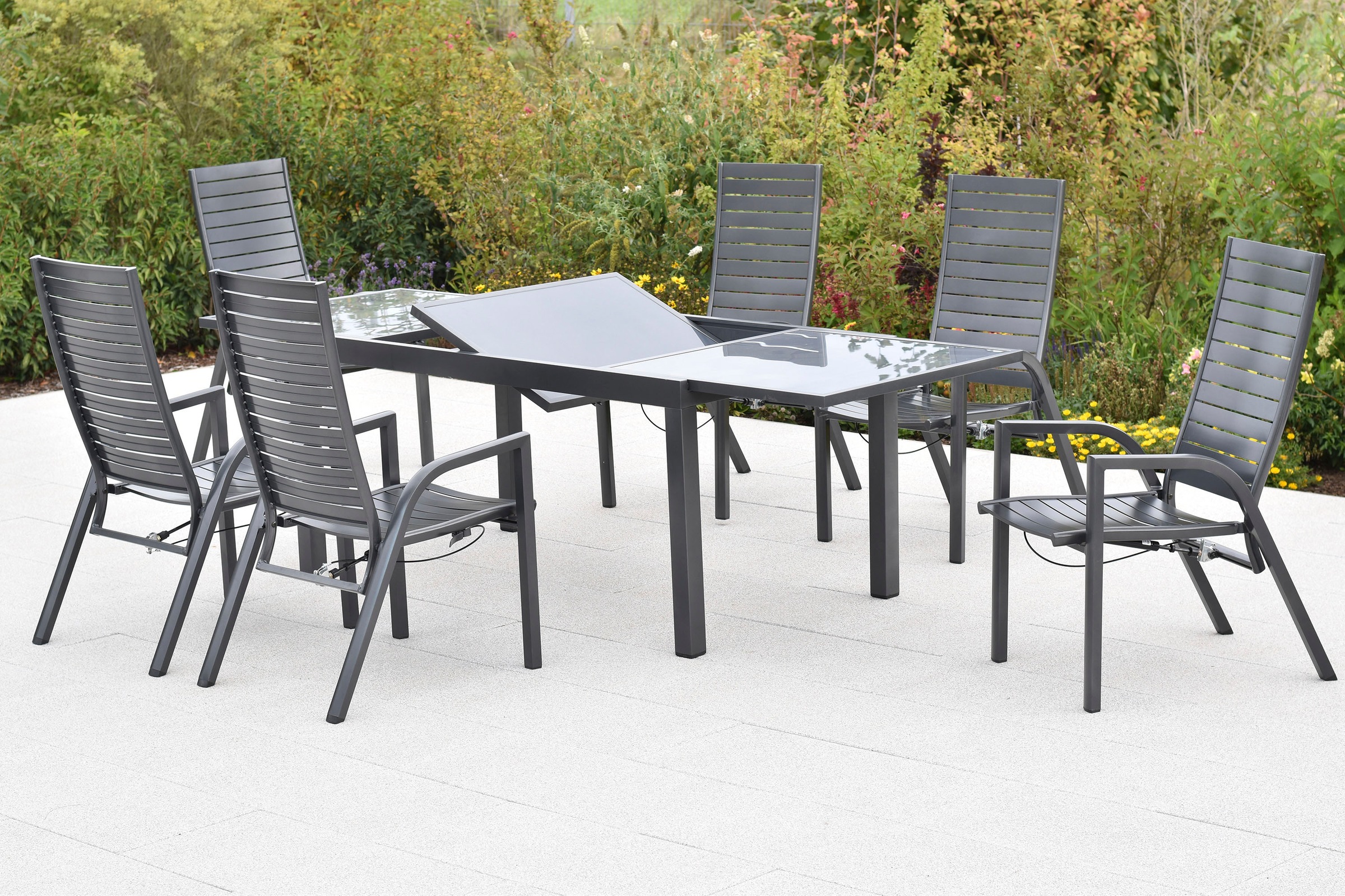 MERXX Garten-Essgruppe »»Siros««, (Set, 7 tlg.), Rückenlehne verstellbar durch Gasdruckfeder