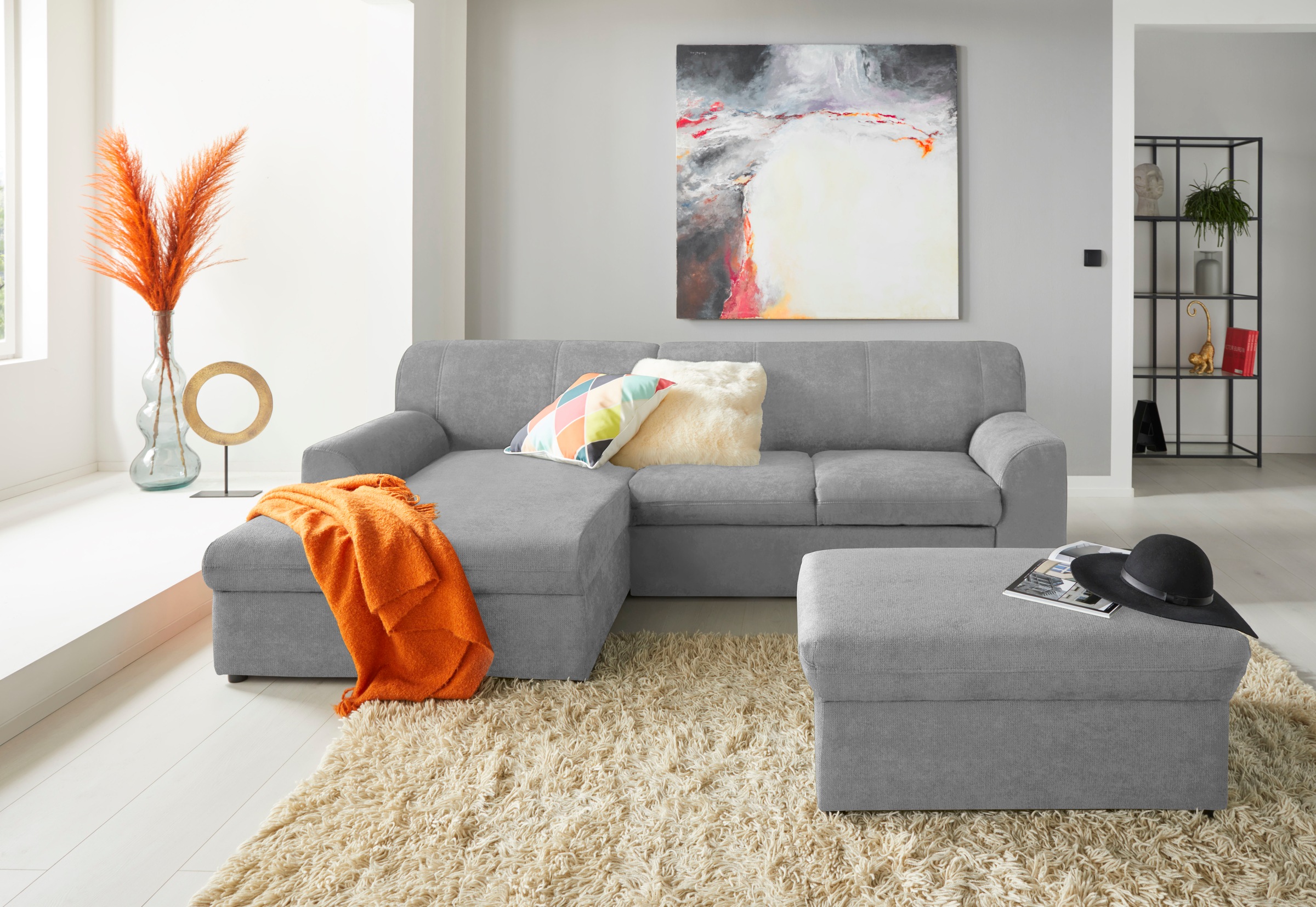 Thumbnail - DOMO collection Ecksofa "Topper, elegant und zeitlos, kompaktes Stellmaß 245/155cm, L-Form" mit Recamiere, wahlweise mit...