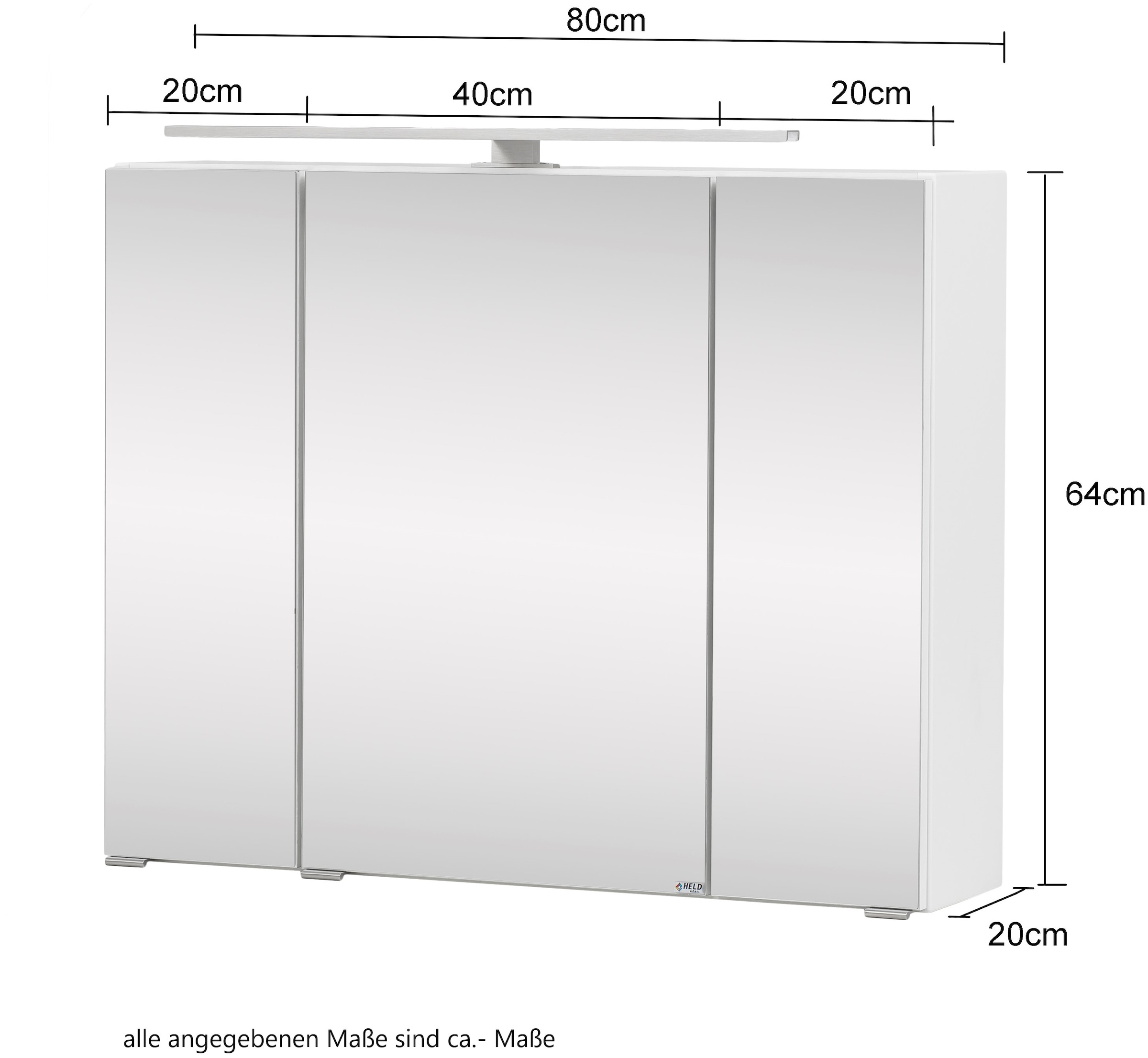welltime Spiegelschrank »Windau«, 80 cm breit
