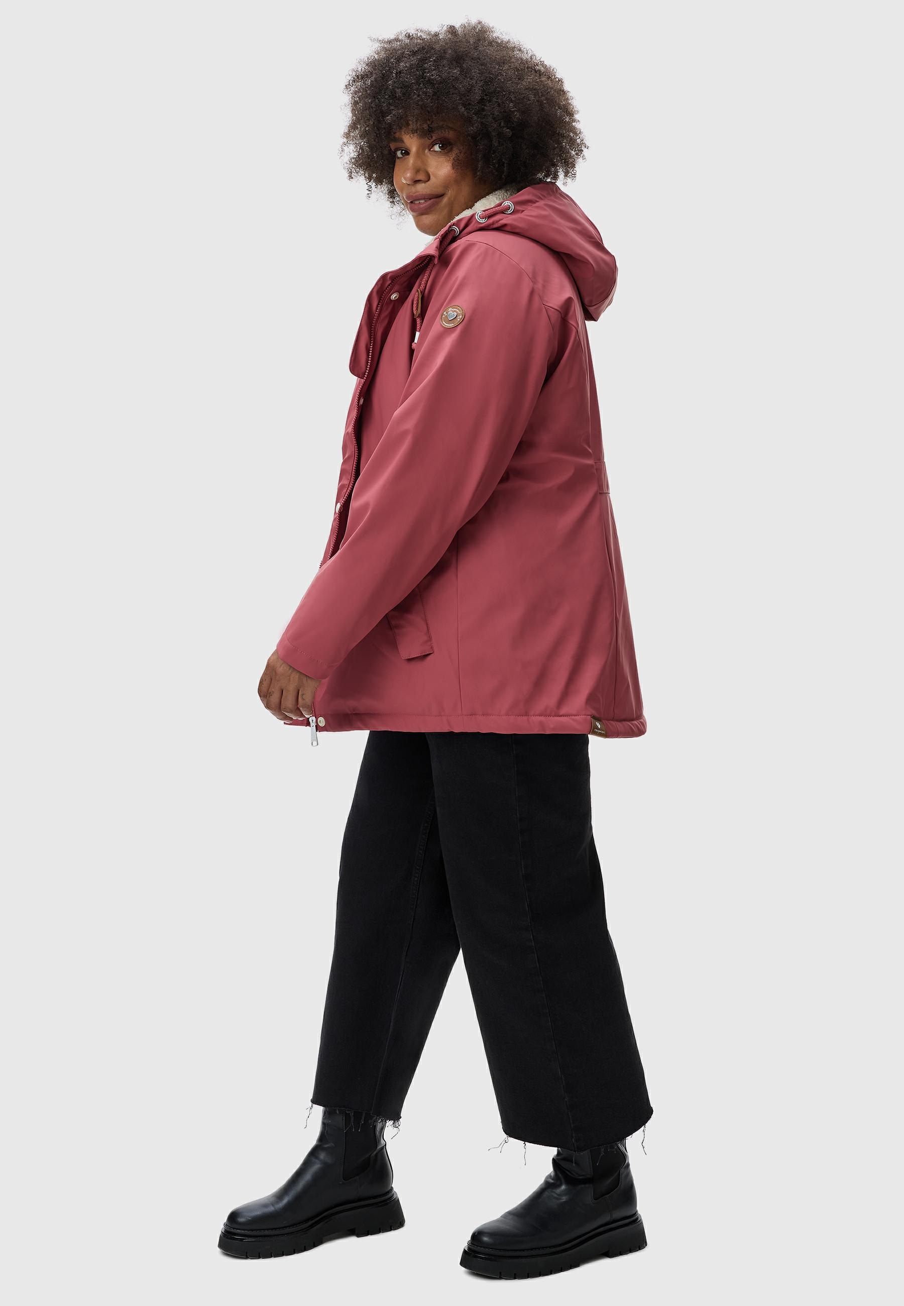 Ragwear Regenjacke »Marge«, mit Kapuze, warm gefütterter Damen Winter Regenmantel